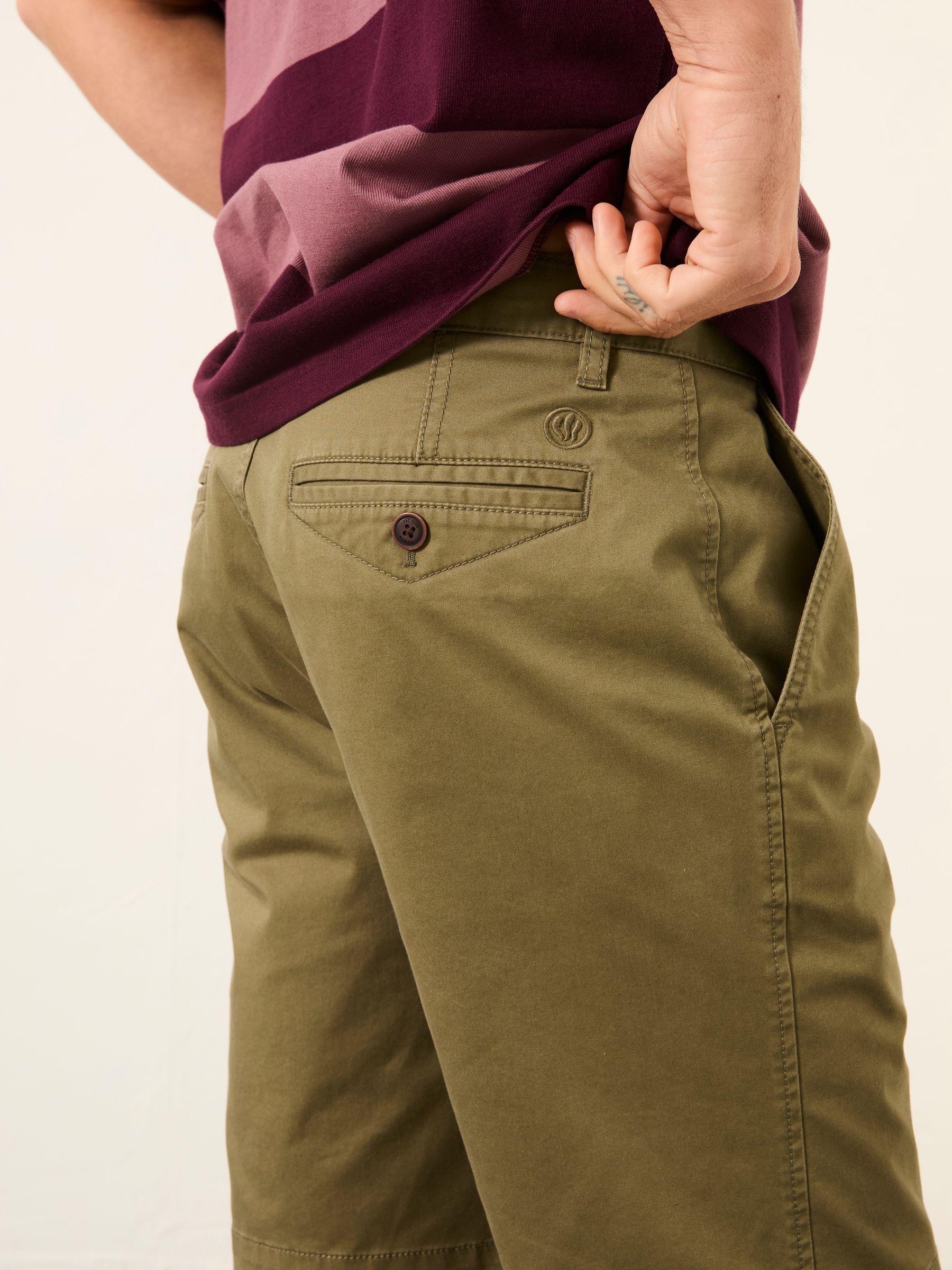 Mawes Khaki Green Chino Shorts - Image 4 of 6