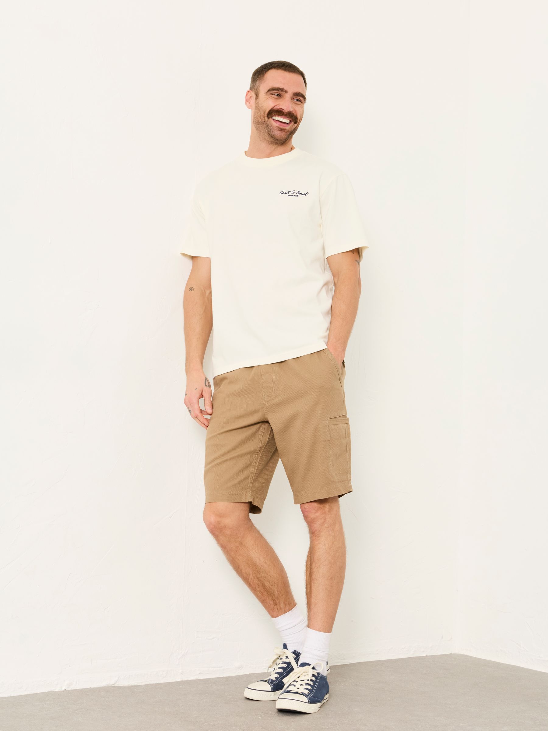 Padstow Dark Natural Pull On Garment Dye Utility Shorts - Image 3 of 6