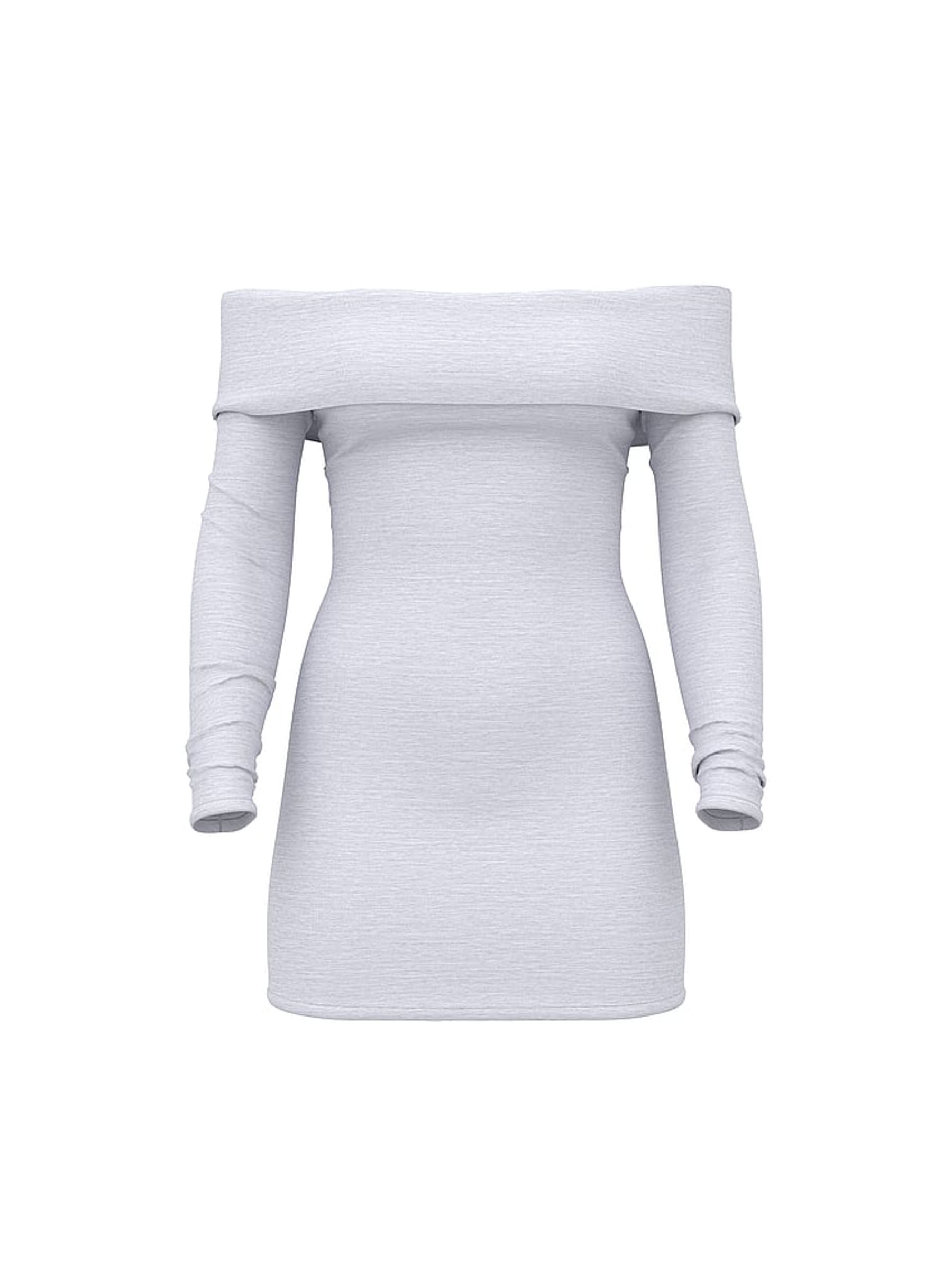 Medium Heather Grey Off The Shoulder Ribbed Dress - Image 3 of 3