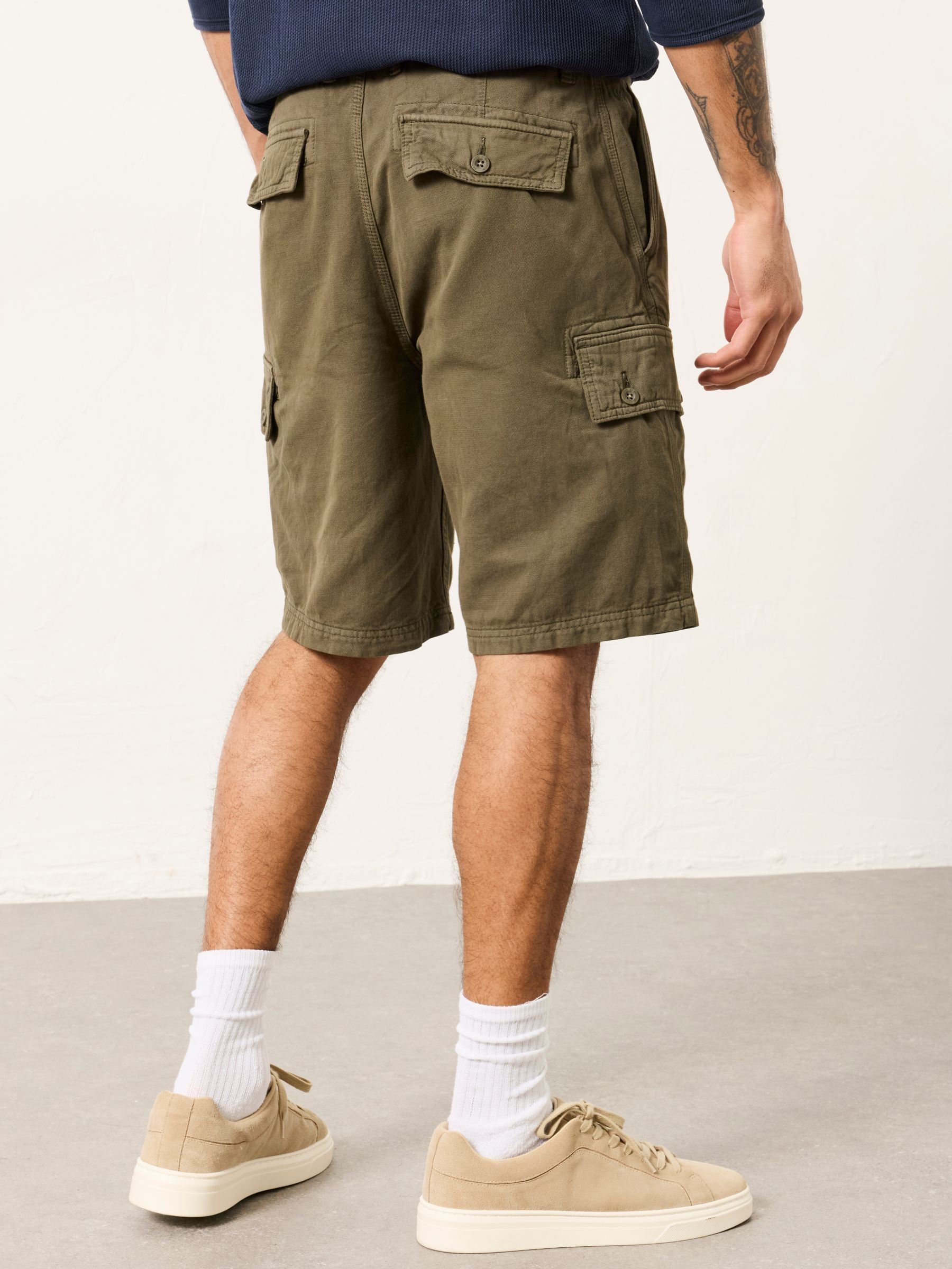 Brecon Khaki Green Garment Dye Cargo Shorts - Image 2 of 6