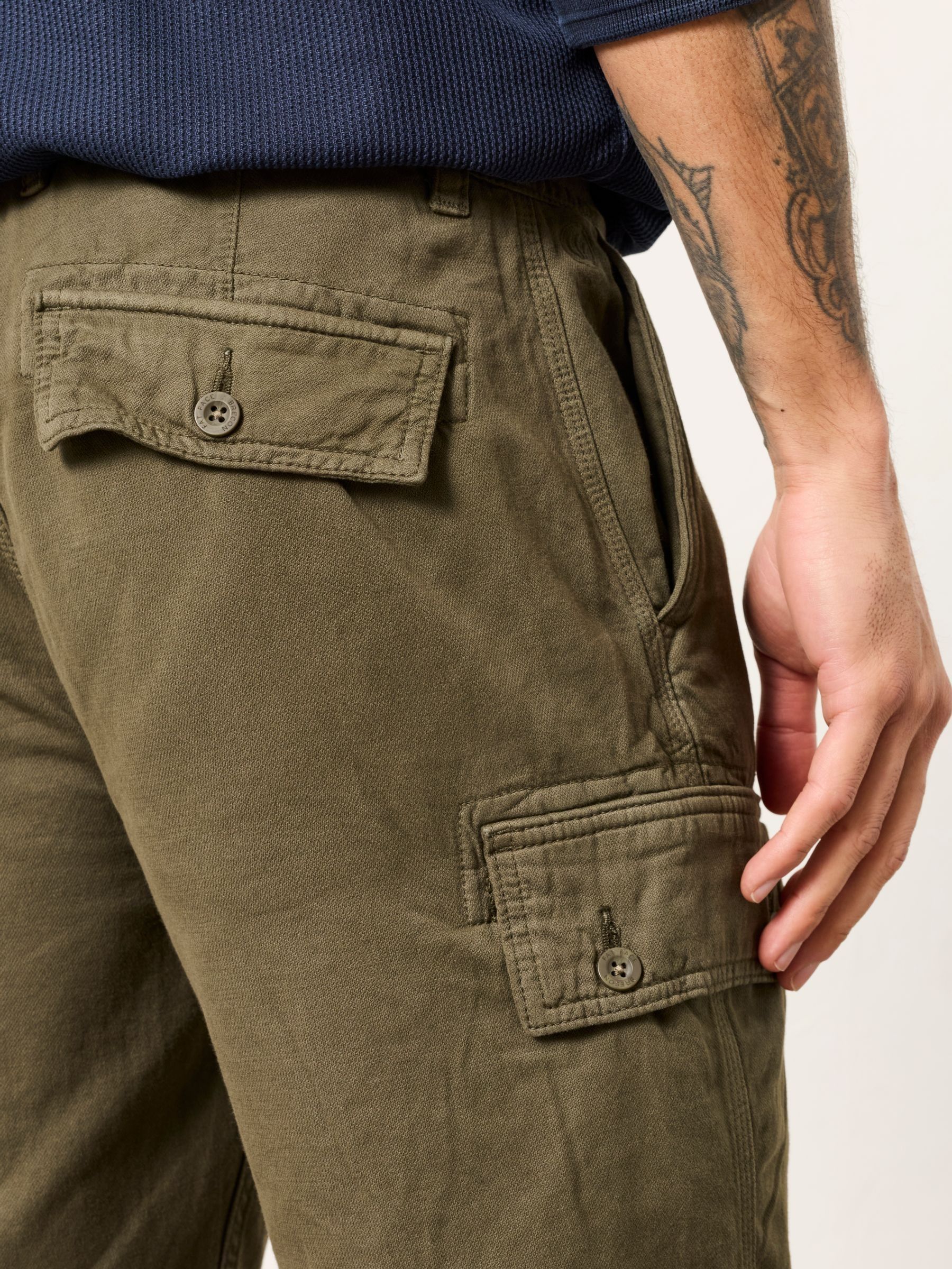 Brecon Khaki Green Garment Dye Cargo Shorts - Image 5 of 6