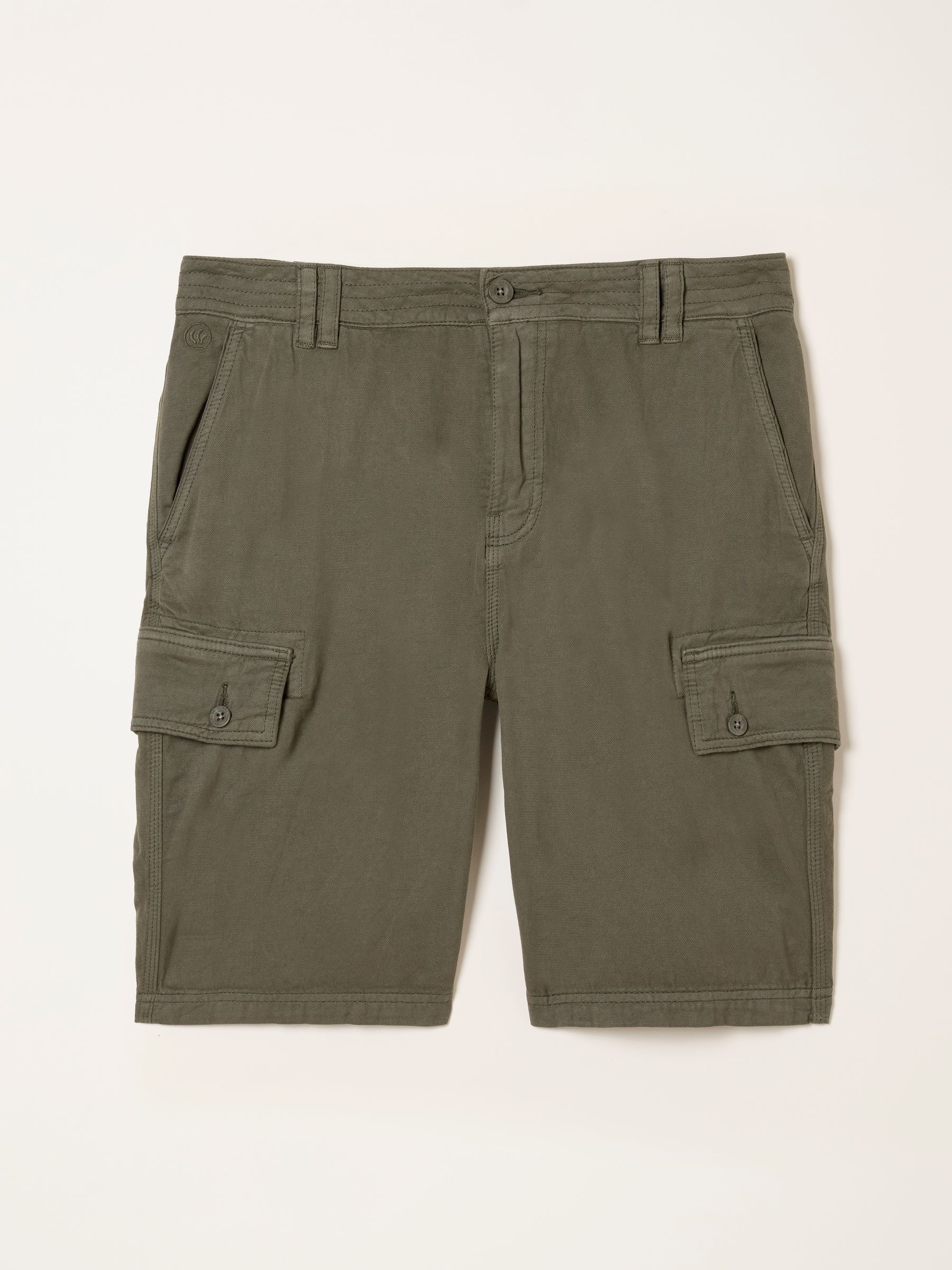 Brecon Khaki Green Garment Dye Cargo Shorts - Image 6 of 6