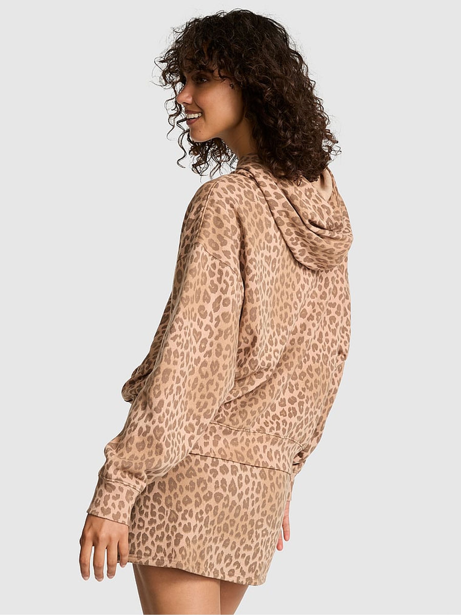 Brown Leopard Fleece Hoodie - Image 2 of 2