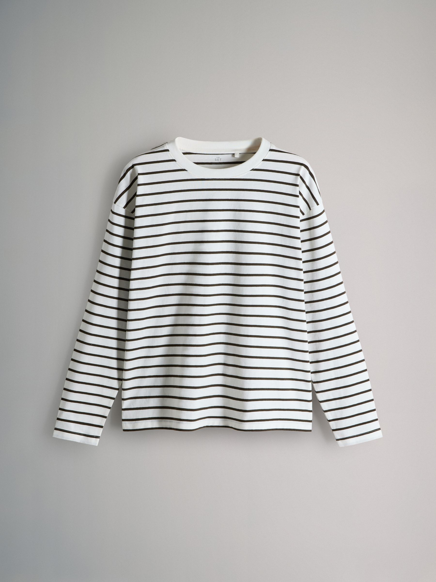 Navy/Stripe/Neutral/Khaki - 4 Pack Heavyweight Relaxed Long Sleeve T-Shirts - Image 5 of 6