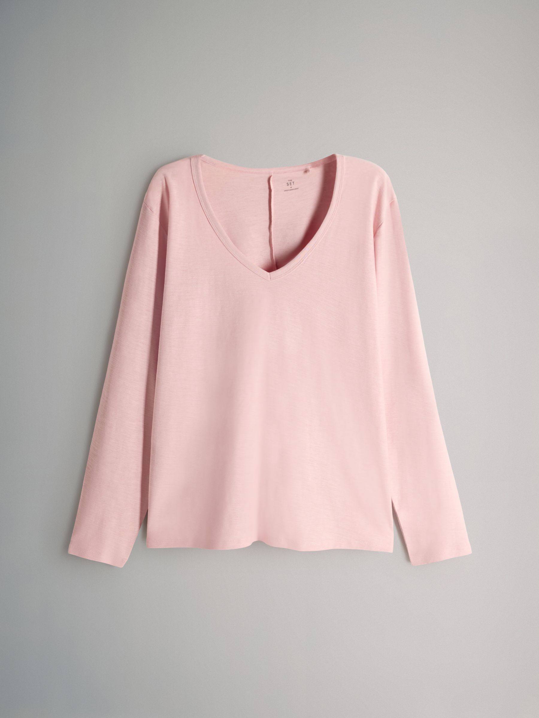 Black/Berry/Pink - 3 Pack 100% Cotton Slub Deep V-Neck Long Sleeve Tops - Image 3 of 6