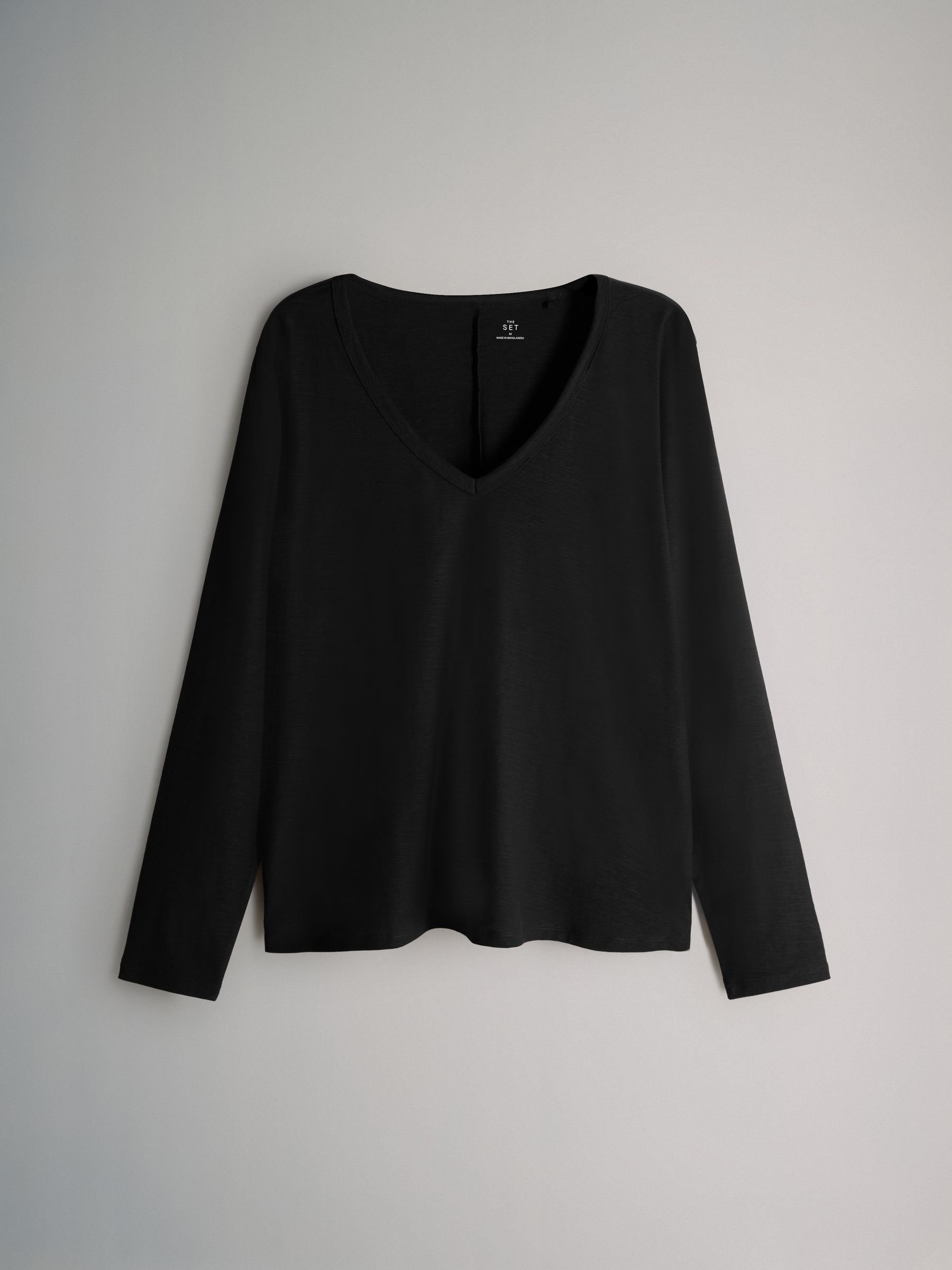 Black/Berry/Pink - 3 Pack 100% Cotton Slub Deep V-Neck Long Sleeve Tops - Image 4 of 6