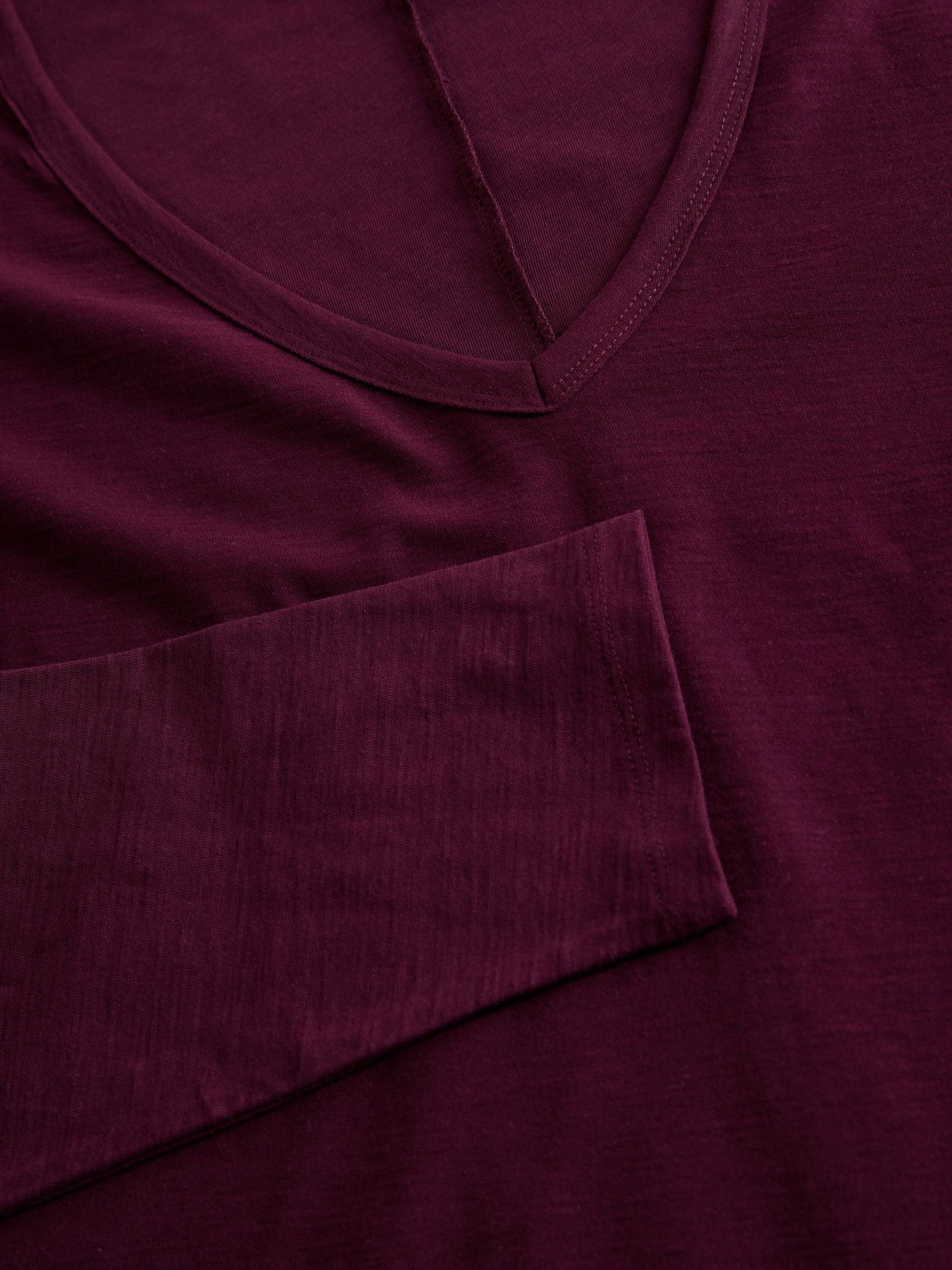 Black/Berry/Pink - 3 Pack 100% Cotton Slub Deep V-Neck Long Sleeve Tops - Image 5 of 6