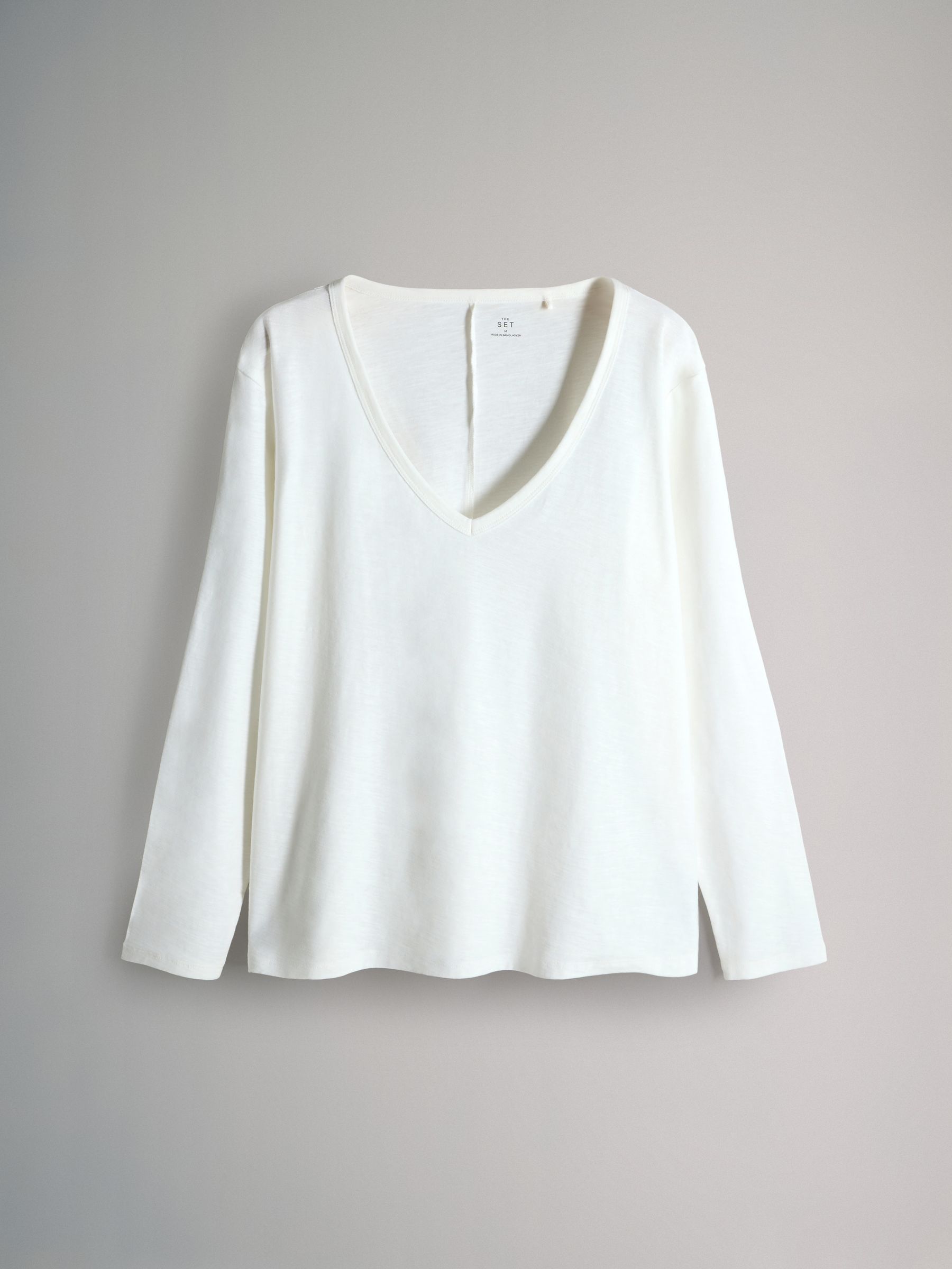 Navy/Khaki/Cream - 3 Pack 100% Cotton Slub Deep V-Neck Long Sleeve Tops - Image 3 of 5