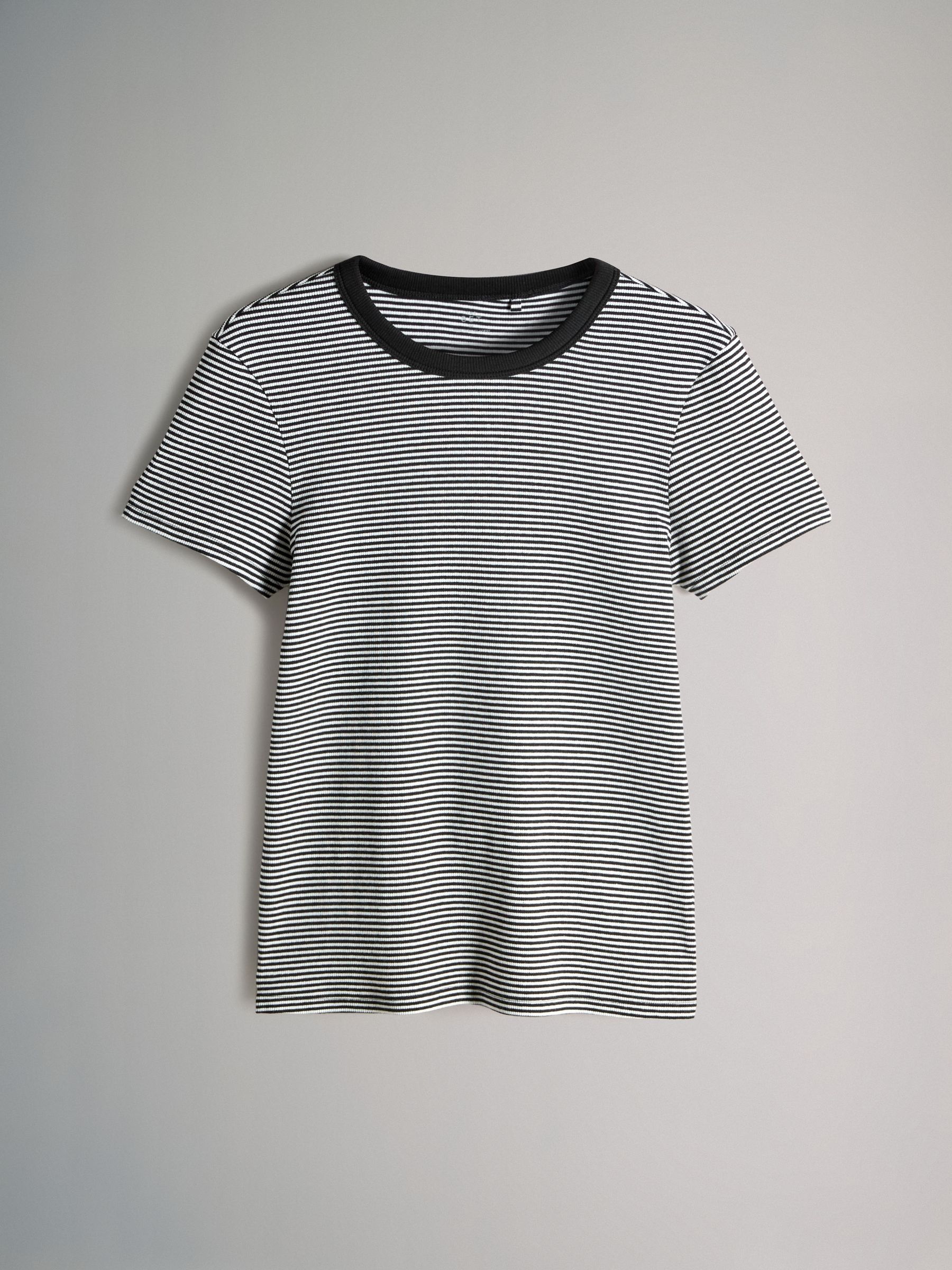 Black/White/Stripe/Grey - 4 Pack Ribbed Short Sleeve T-Shirts - Image 5 of 12