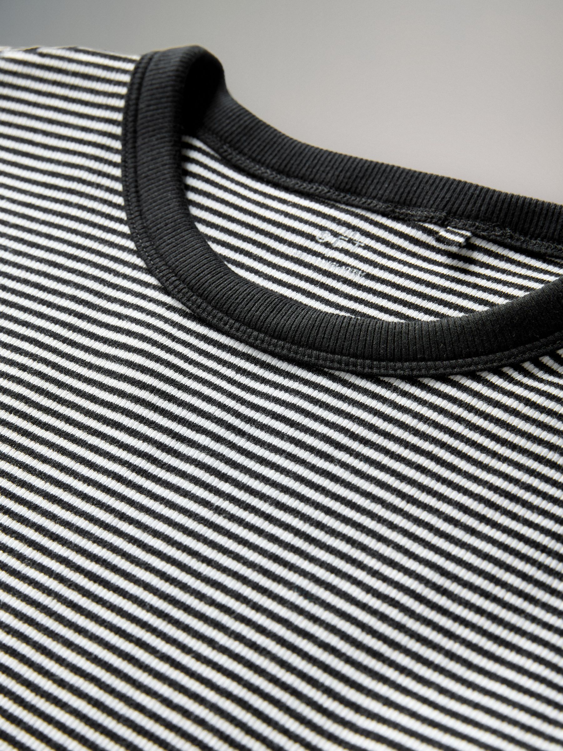 Black/White/Stripe/Grey - 4 Pack Ribbed Short Sleeve T-Shirts - Image 7 of 12