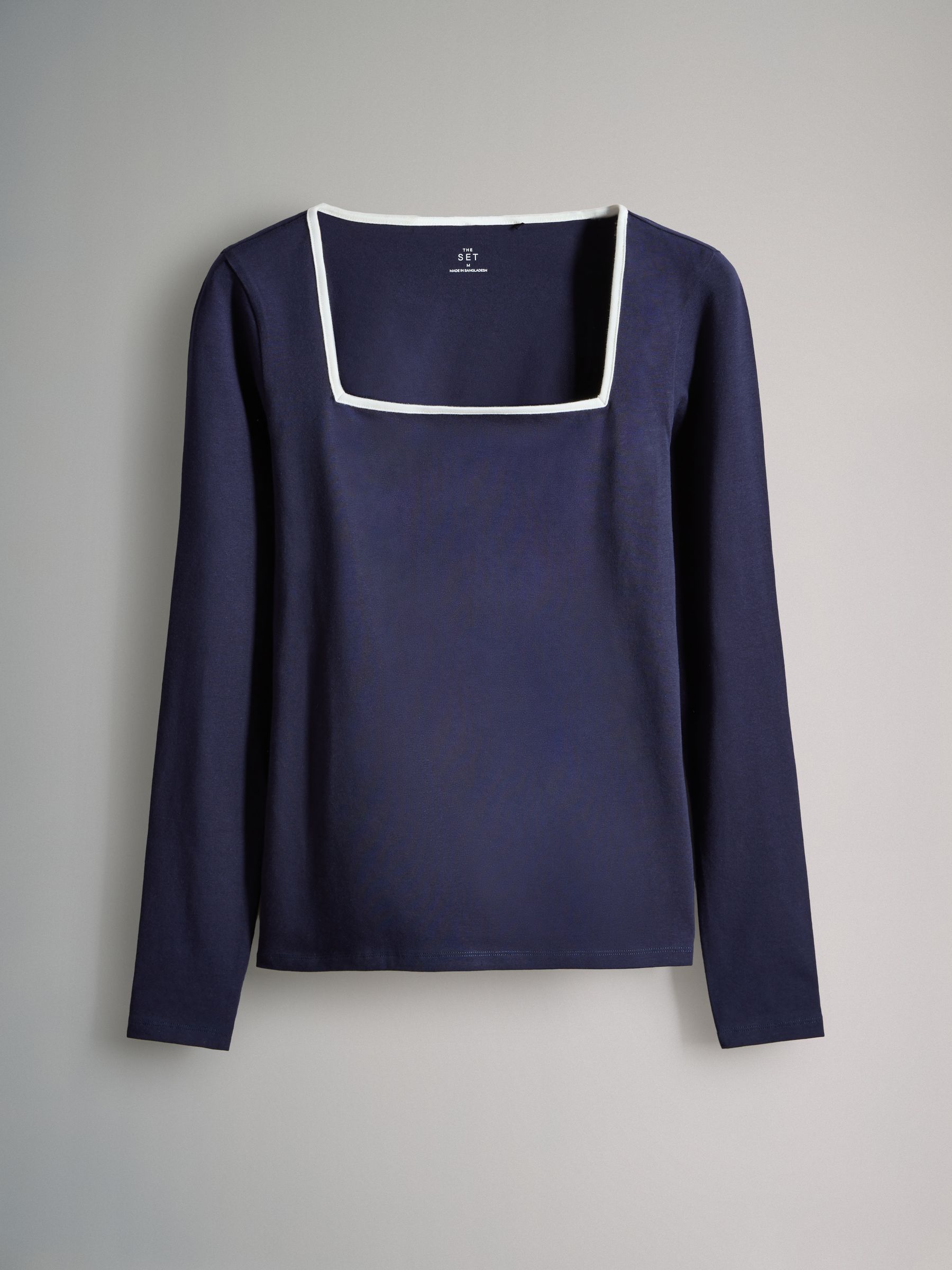Navy/Red/White - 3 Pack Square Neck Long Sleeve T-Shirts - Image 3 of 6