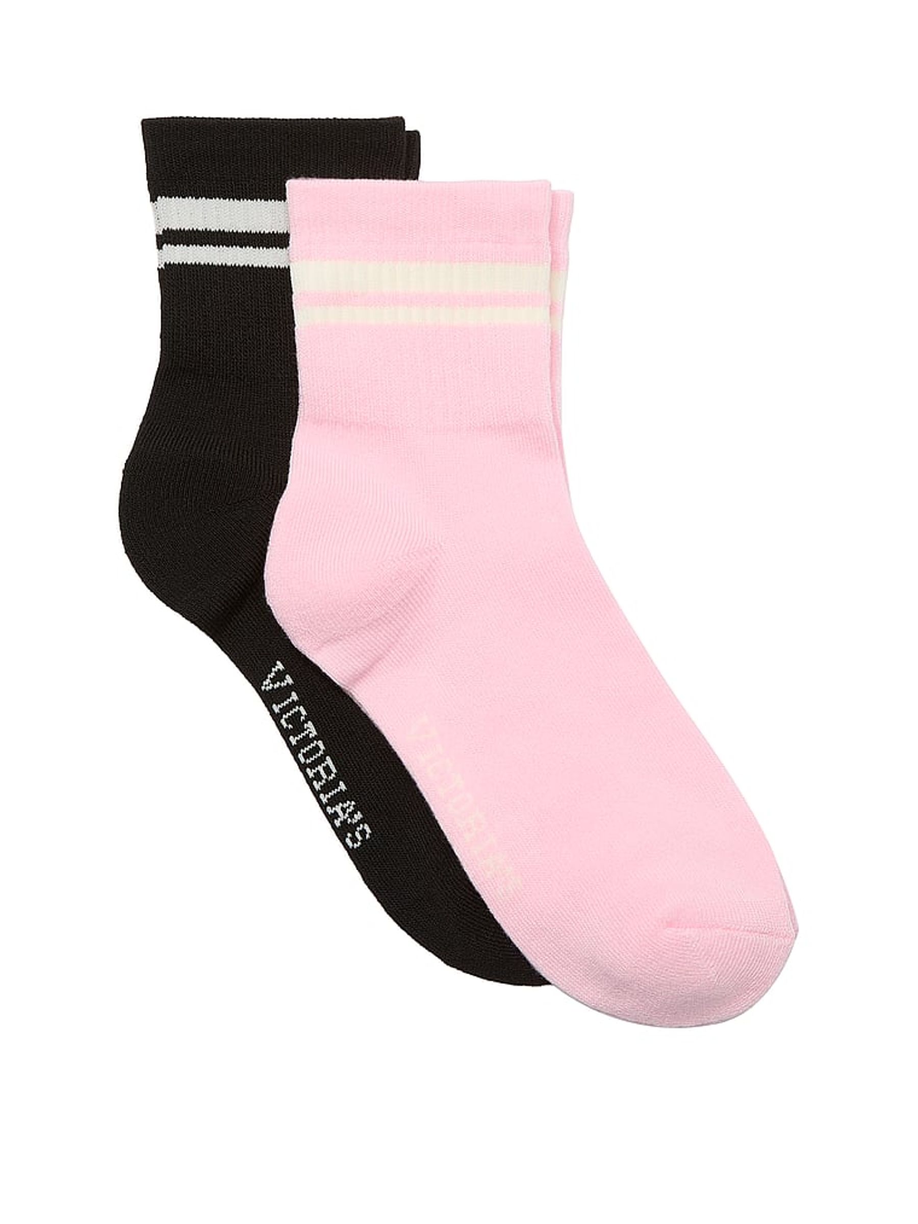 Black And Petal Pink 2 Pack Quarter Sock - Image 1 of 1