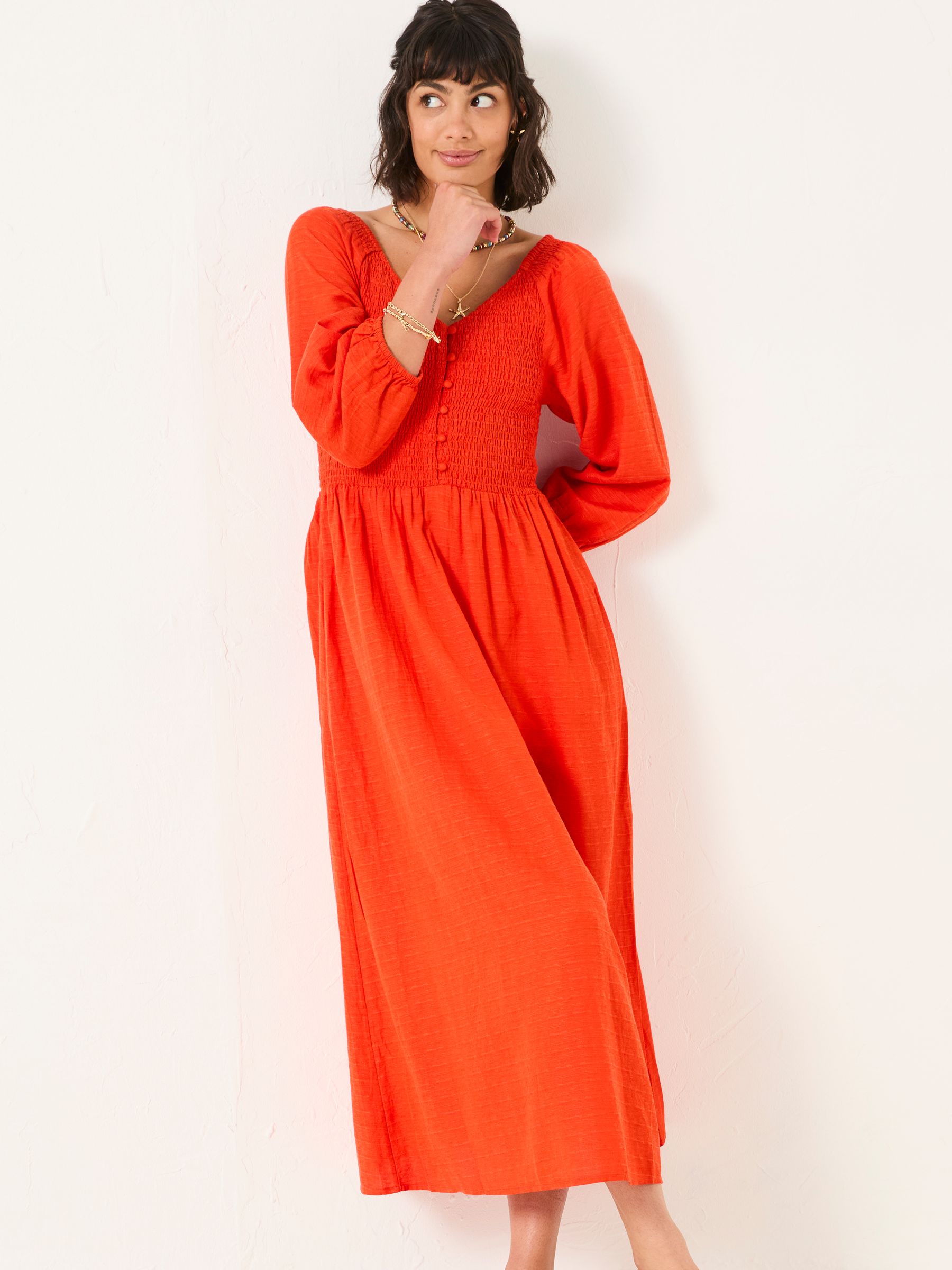 Adele Orange Midi Dress - Image 1 of 5