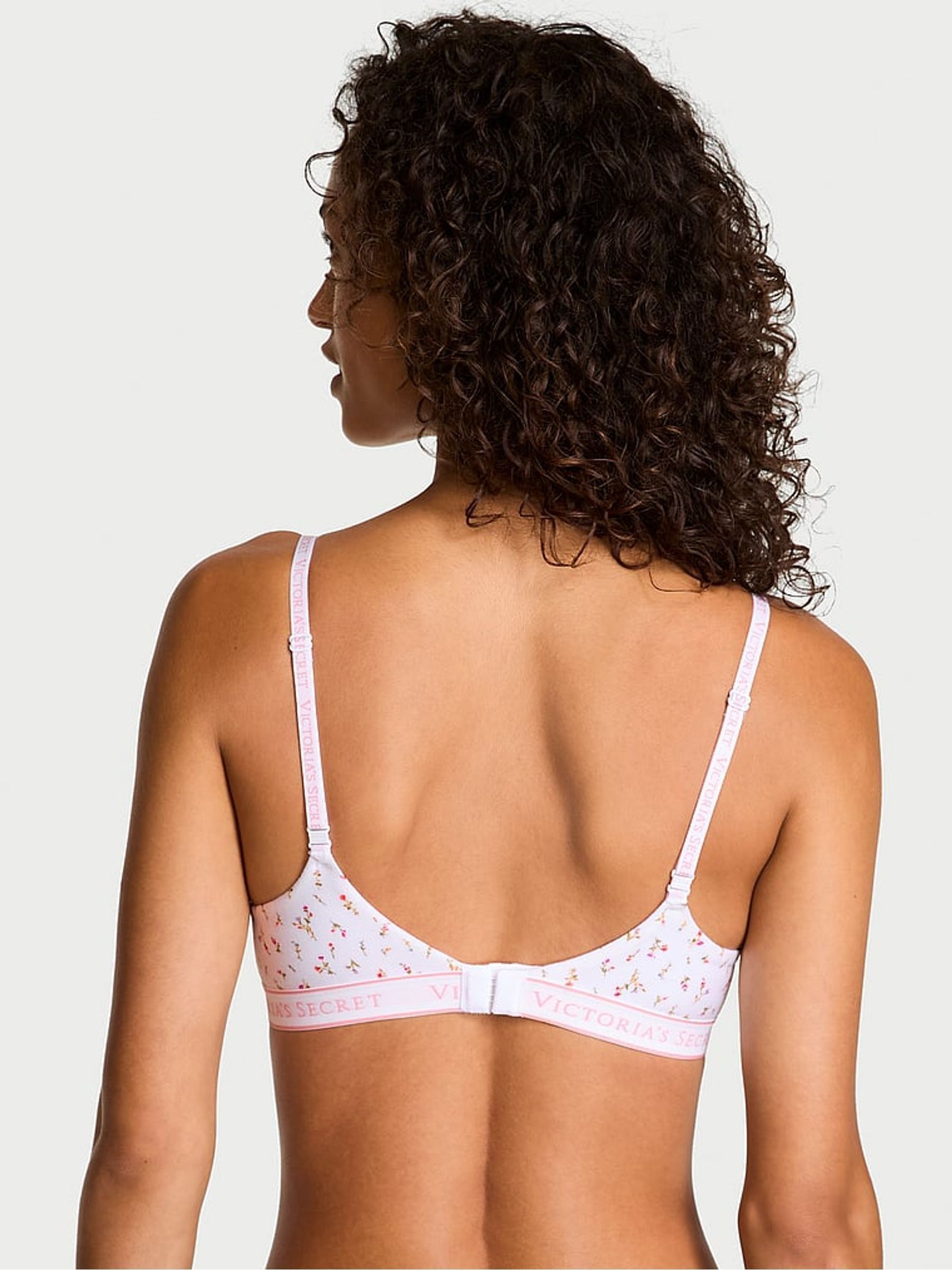 White Ditsy Full Cup Push Up Cotton Logo Bra - Image 2 of 3