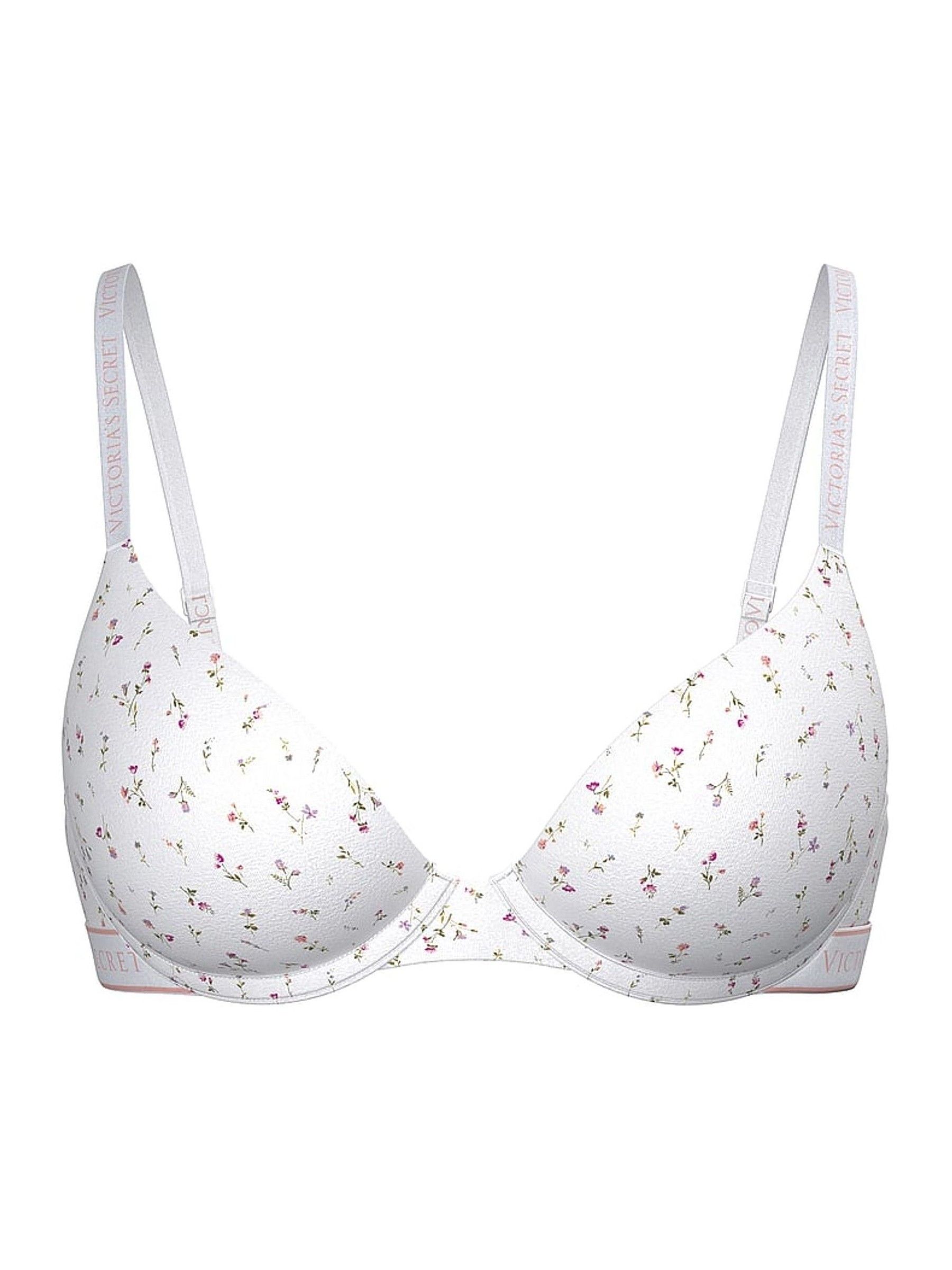 White Ditsy Full Cup Push Up Cotton Logo Bra - Image 3 of 3