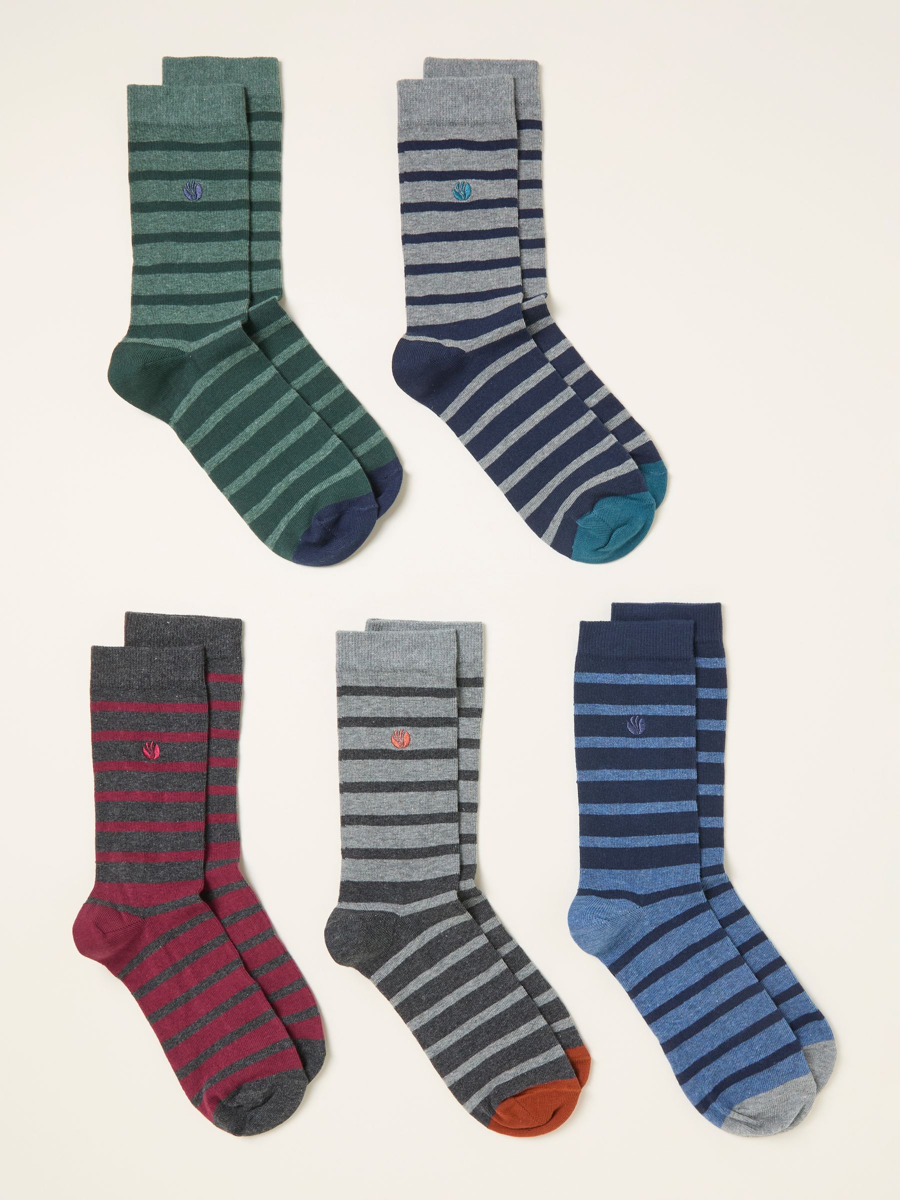 Grey Stripe 5 Pairs of Stripe Socks - Image 2 of 2