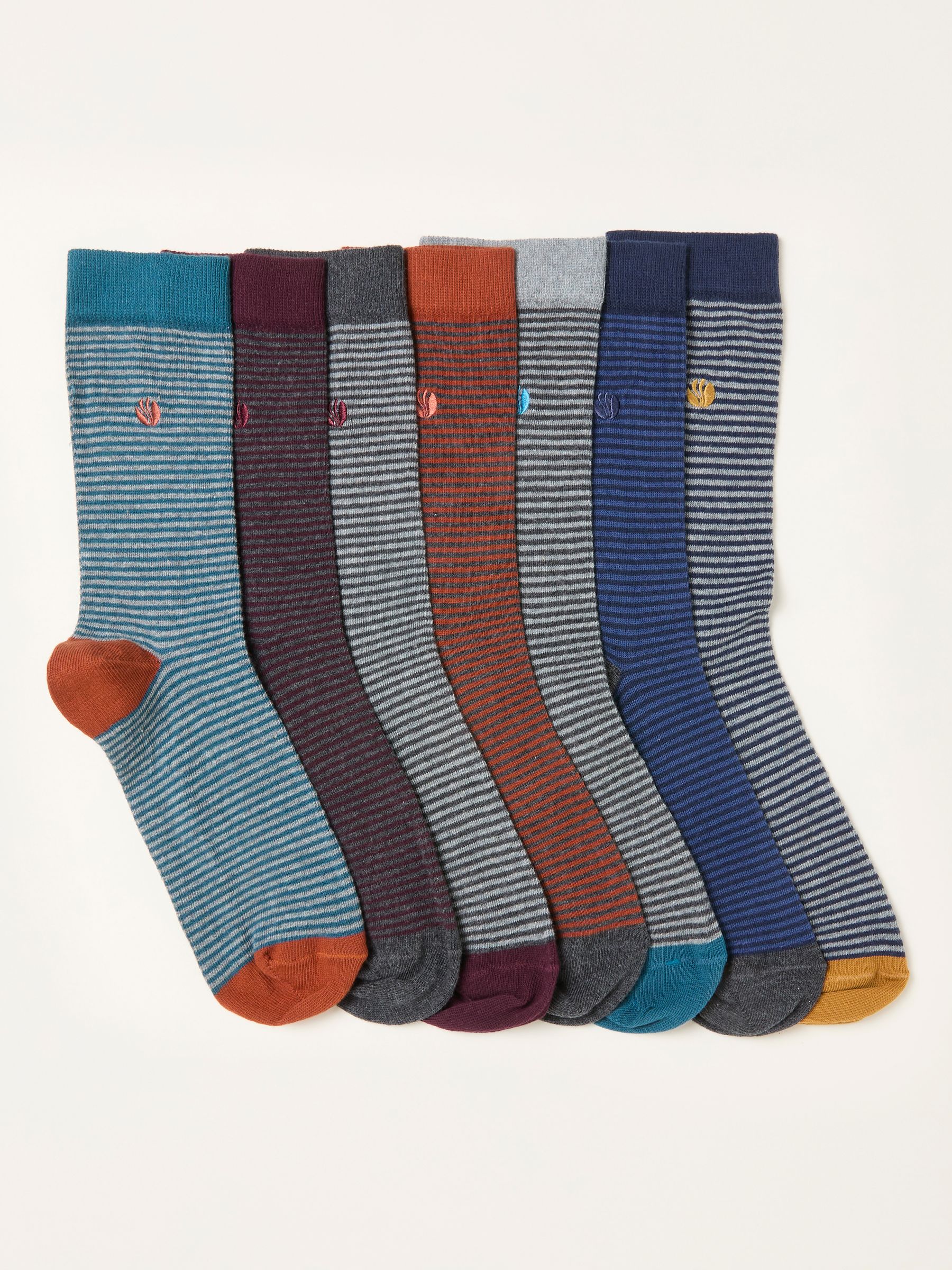 Multi Stripe 7 Pairs of Fine Stripe Socks - Image 1 of 2