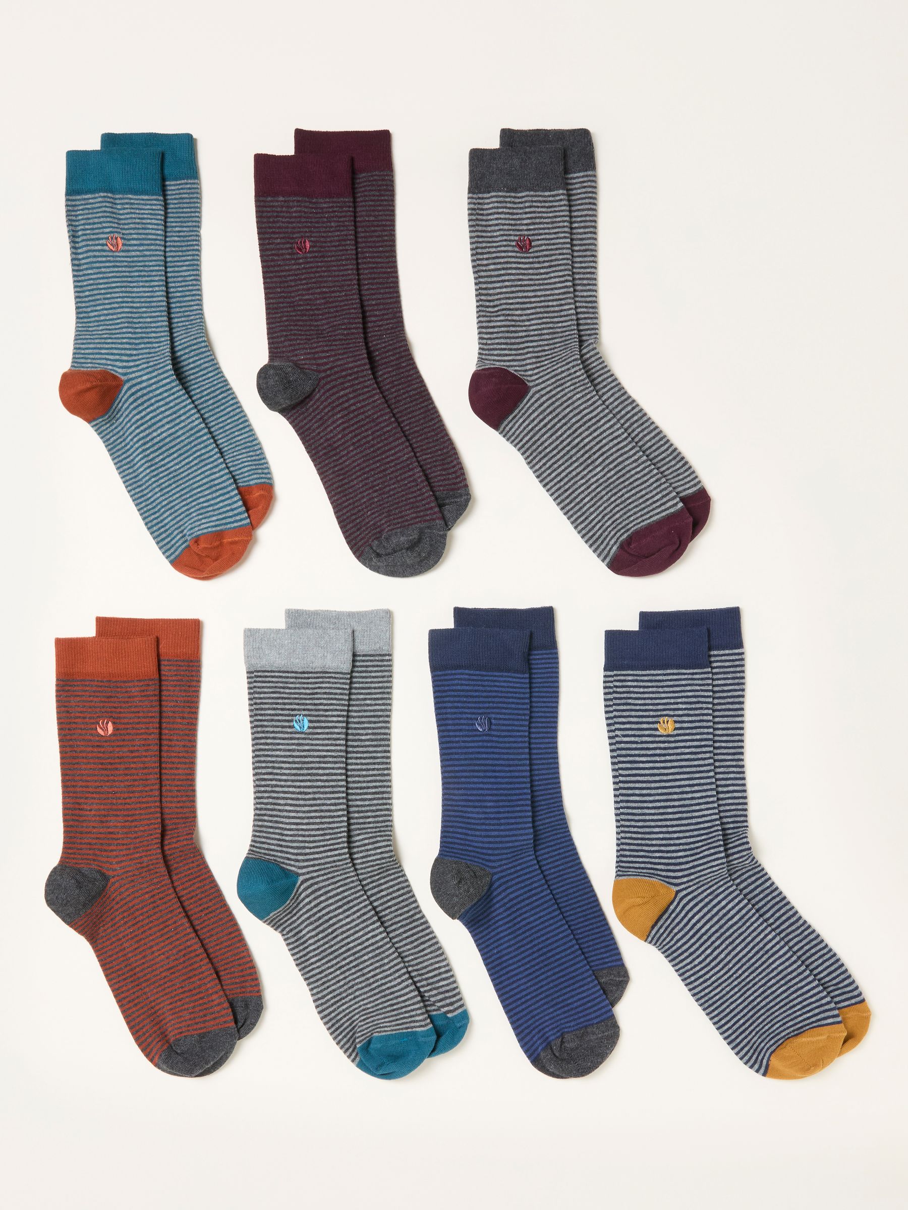Multi Stripe 7 Pairs of Fine Stripe Socks - Image 2 of 2