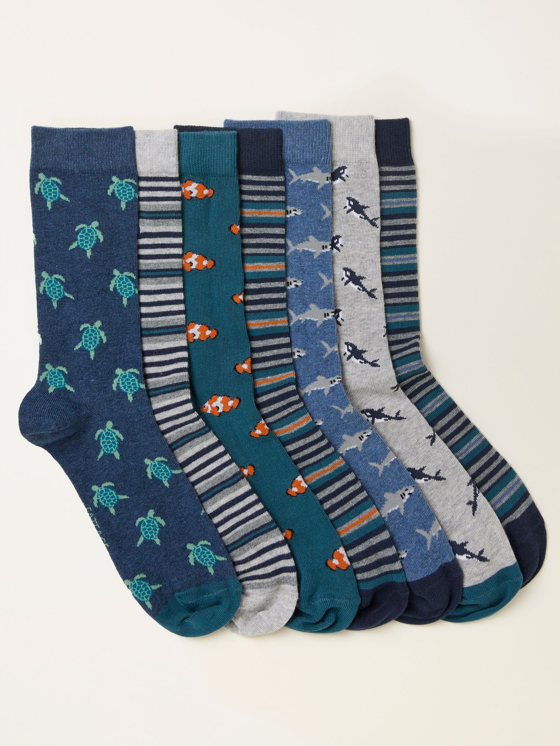 Blue Stripe 7 Pairs of Sealife Socks - Image 1 of 2