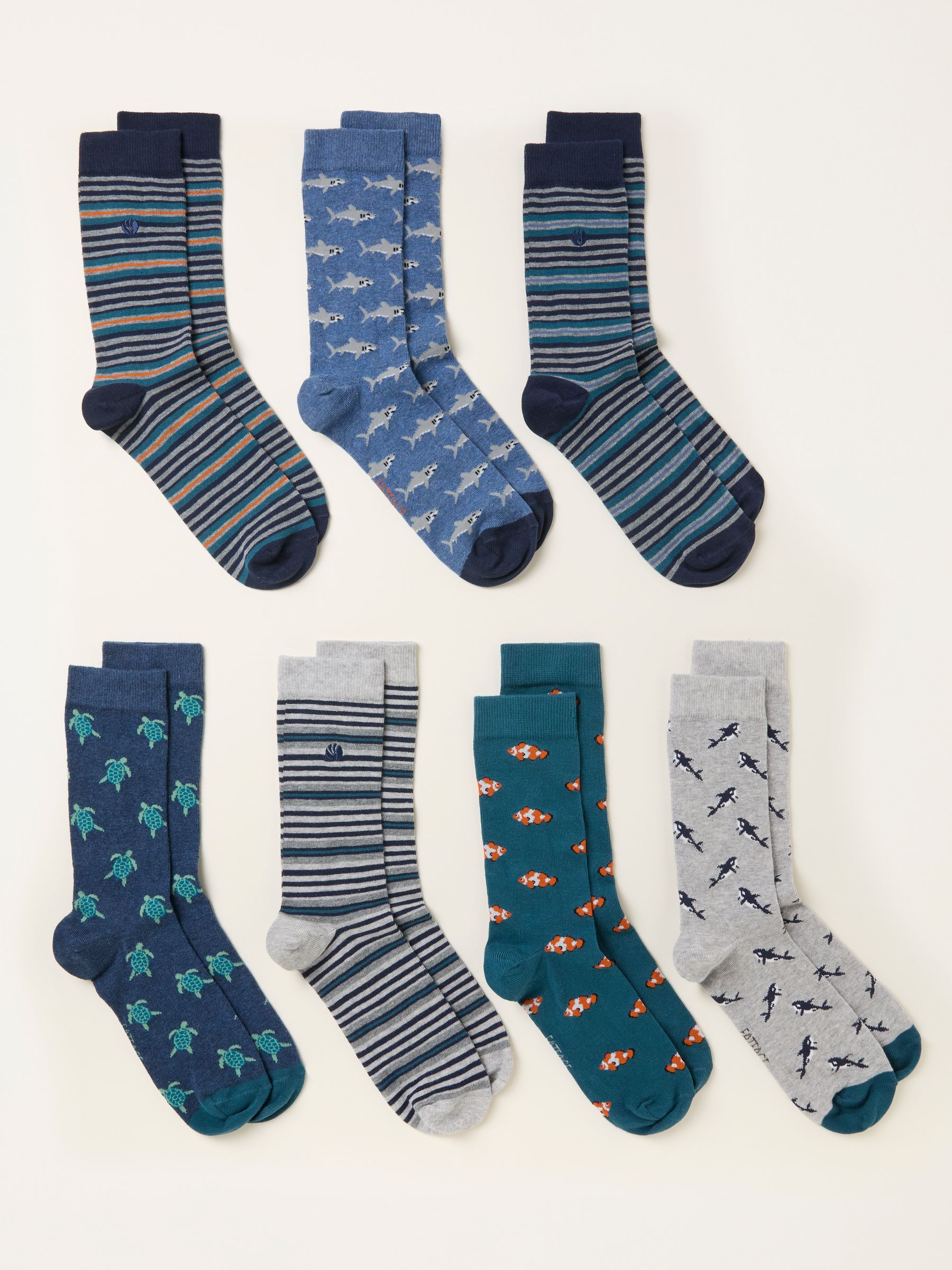 Blue Stripe 7 Pairs of Sealife Socks - Image 2 of 2