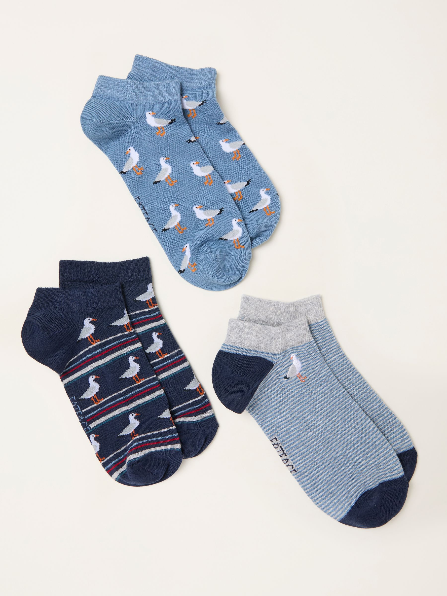 Blue 3 Pairs of Seagull Trainer Socks - Image 2 of 2 Blue 3 Pairs of Seagull Trainer Socks - Image 2 of 2