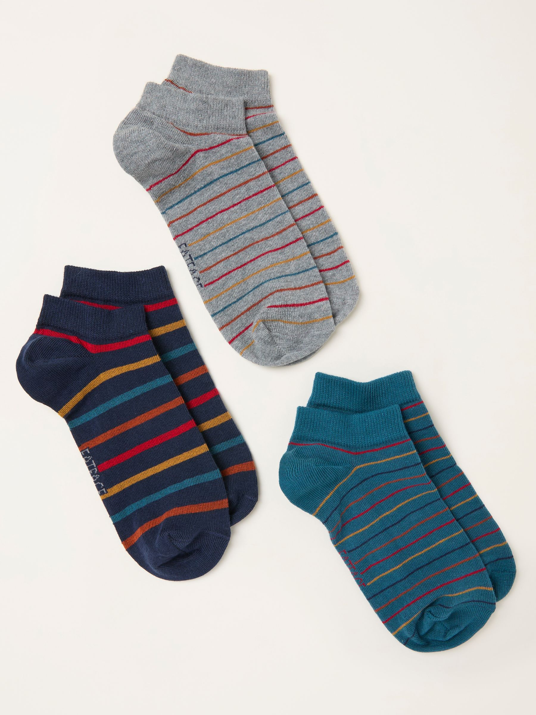 Navy Blue 3 Pairs of Pop Stripe Trainer Socks - Image 2 of 2 Navy Blue 3 Pairs of Pop Stripe Trainer Socks - Image 2 of 2