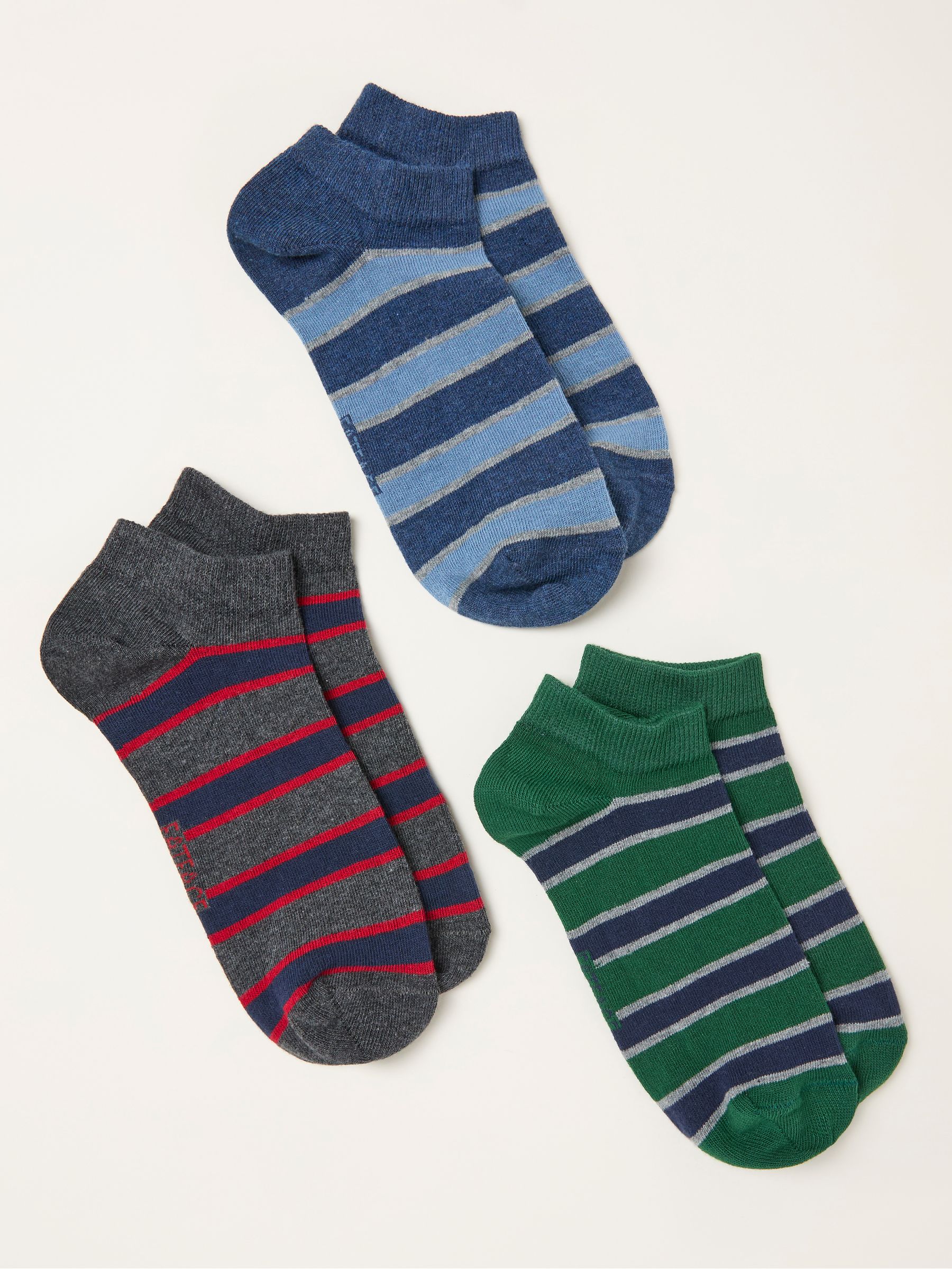 Green 3 Pairs of Stripe Trainer Socks - Image 2 of 2 Green 3 Pairs of Stripe Trainer Socks - Image 2 of 2