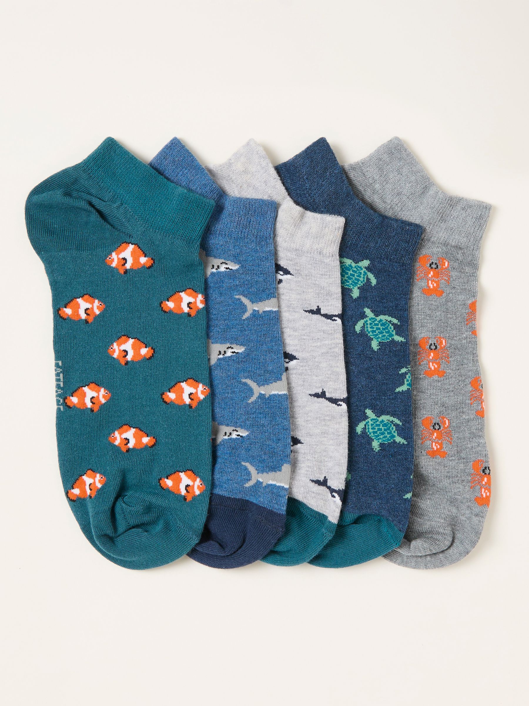 Green 5 Pairs of Sealife Trainer Socks - Image 1 of 2