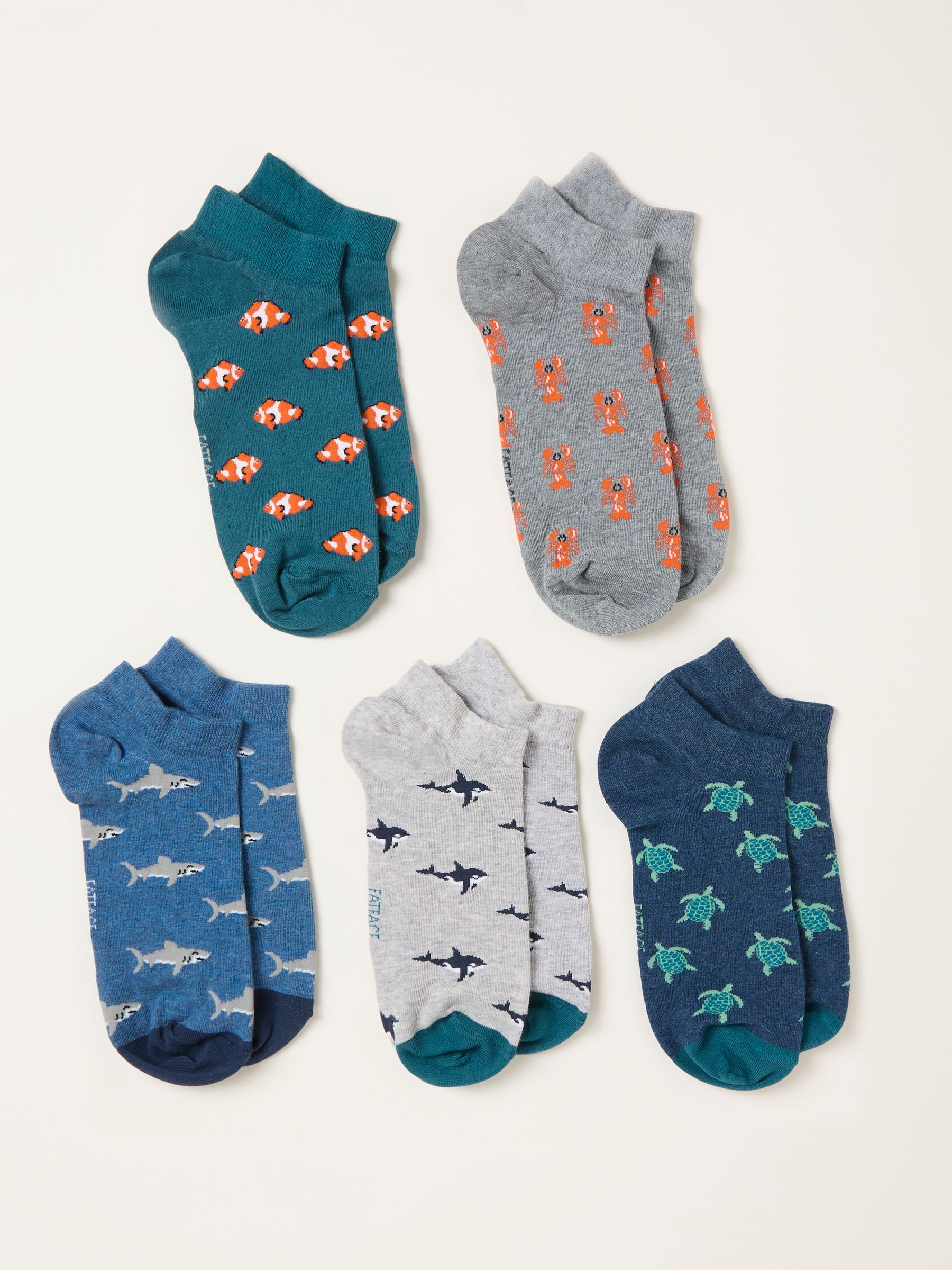 Green 5 Pairs of Sealife Trainer Socks - Image 2 of 2