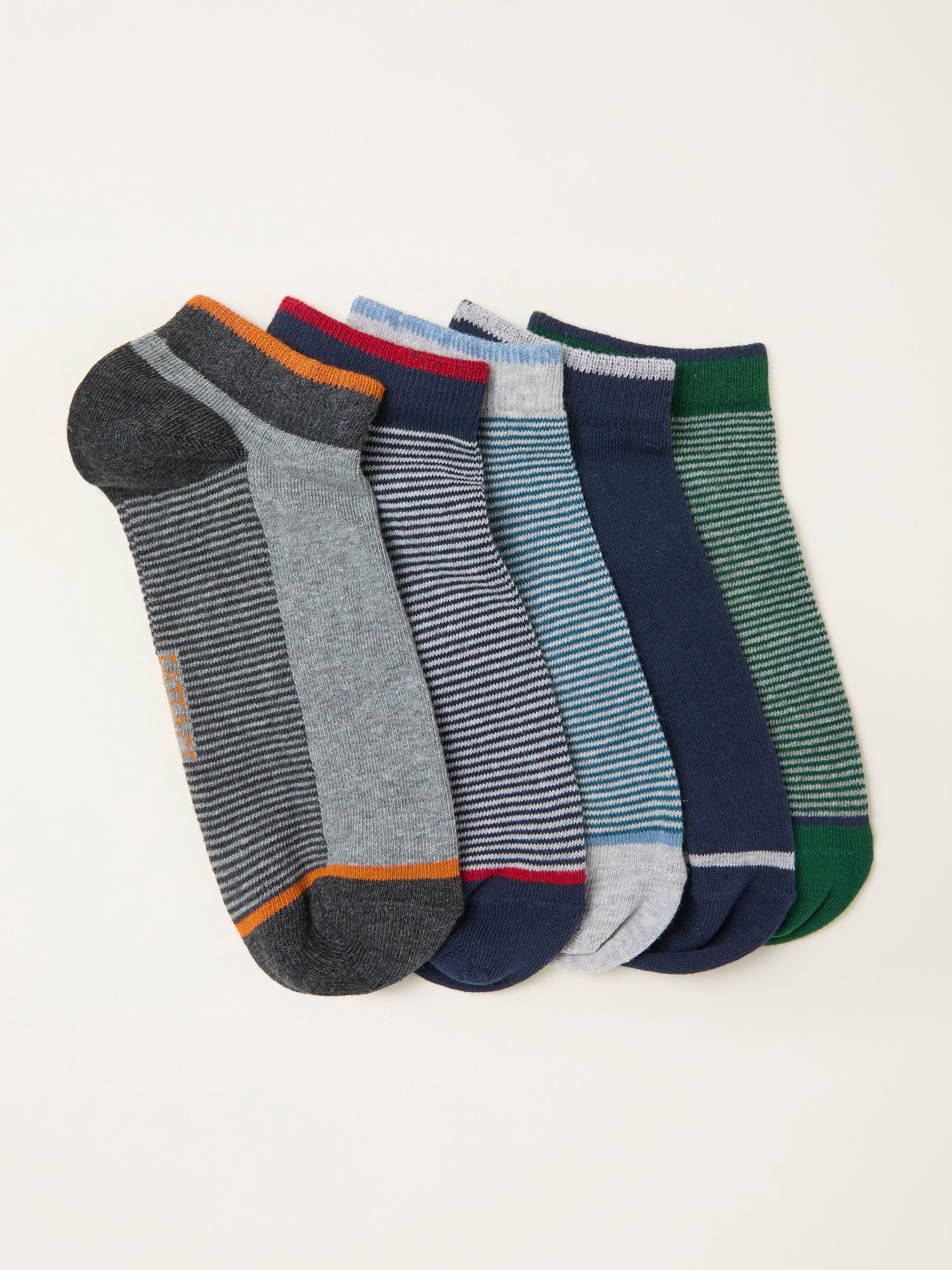 Grey 5 Pairs of Stripe Trainer Socks - Image 1 of 2 Grey 5 Pairs of Stripe Trainer Socks - Image 1 of 2