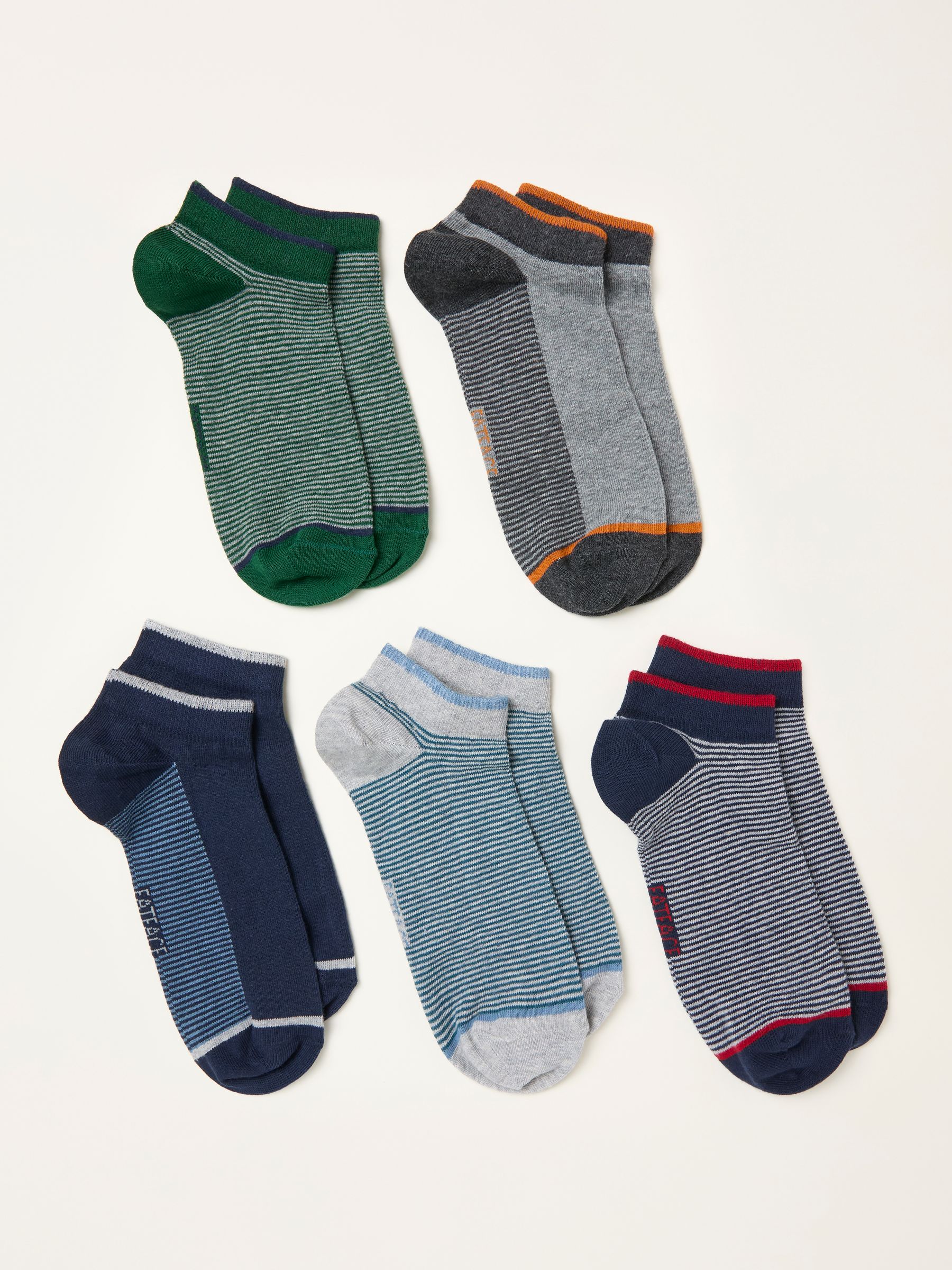 Grey 5 Pairs of Stripe Trainer Socks - Image 2 of 2 Grey 5 Pairs of Stripe Trainer Socks - Image 2 of 2