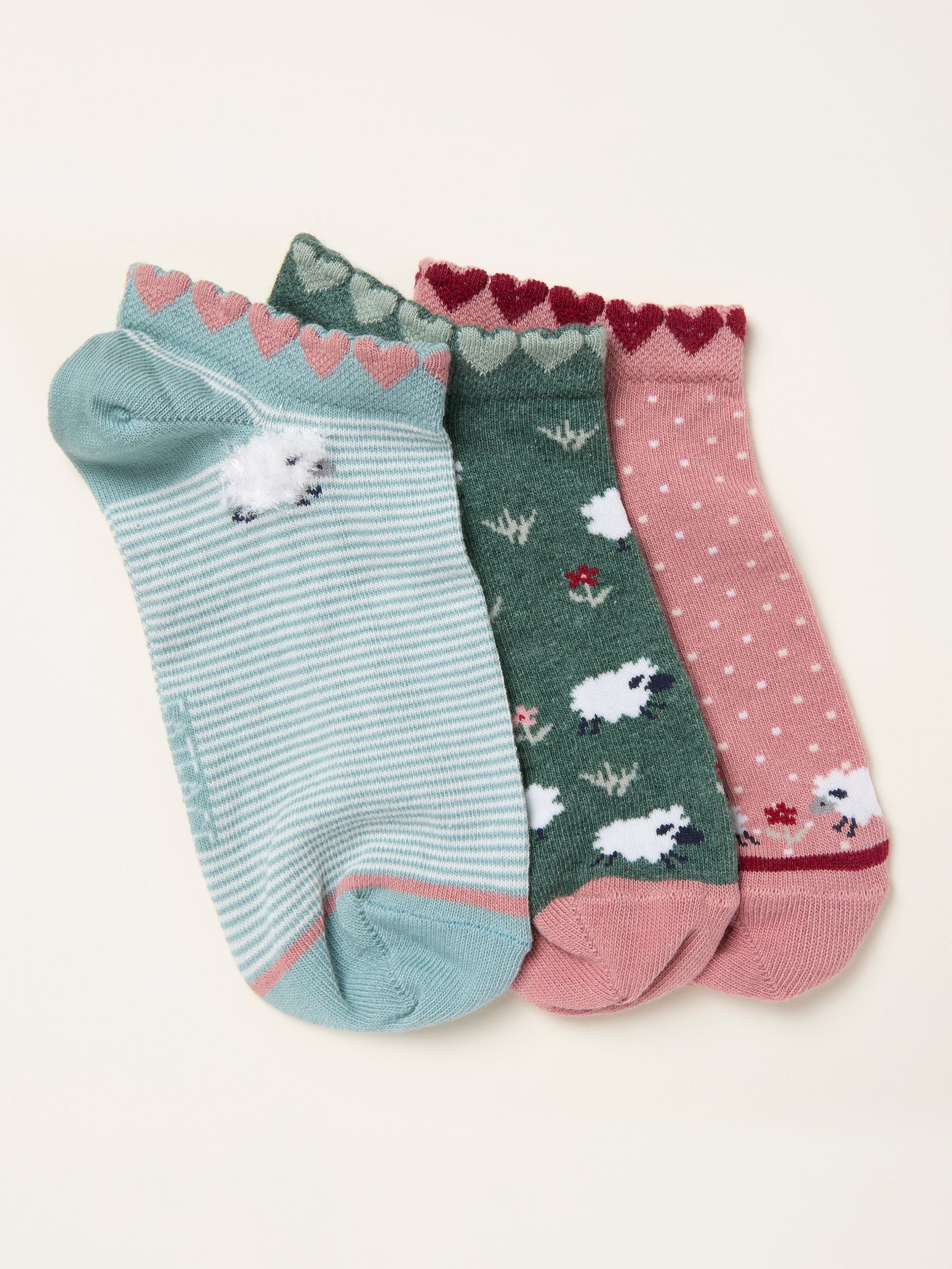 Pink 3 Pairs of Sheep Trainer Socks - Image 1 of 2 Pink 3 Pairs of Sheep Trainer Socks - Image 1 of 2