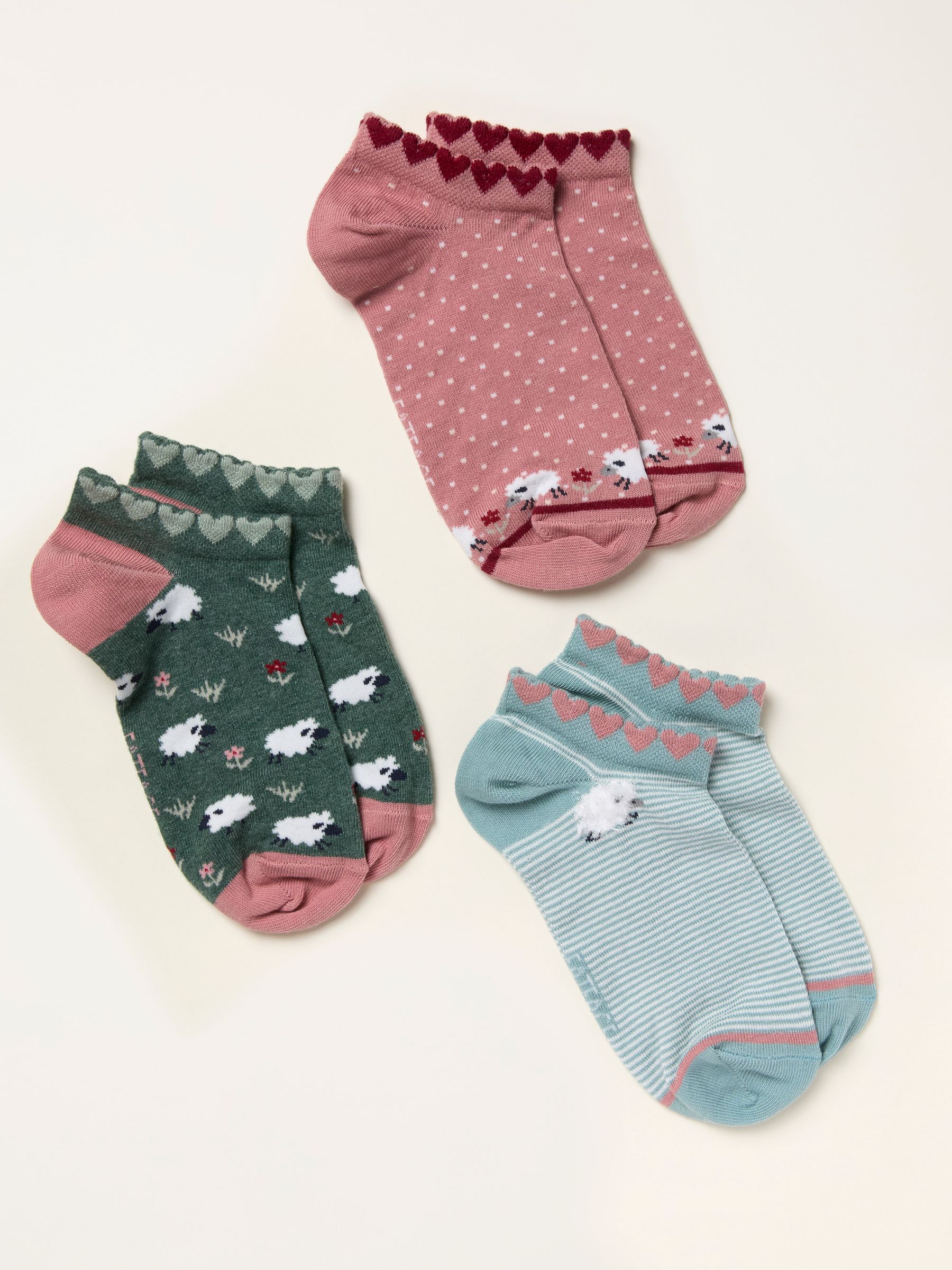 Pink 3 Pairs of Sheep Trainer Socks - Image 2 of 2 Pink 3 Pairs of Sheep Trainer Socks - Image 2 of 2