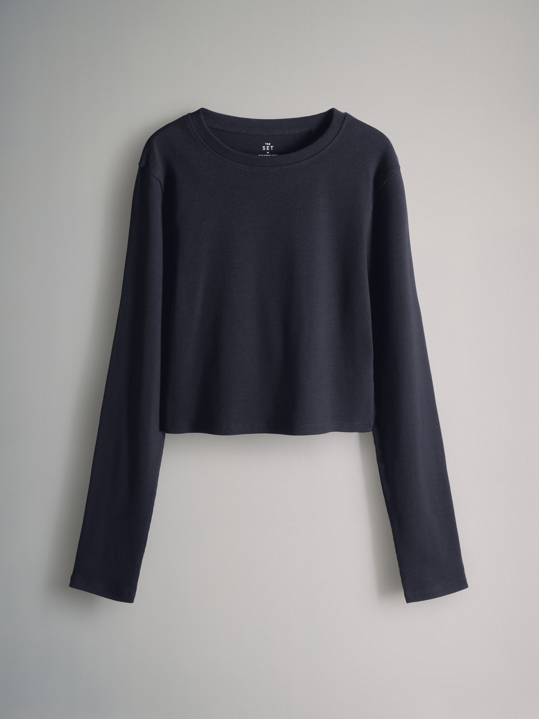 Navy Blue/Chocolate Brown/Stone/White - 4 Pack Ribbed Cropped Fitted T-Shirts - Image 4 of 6