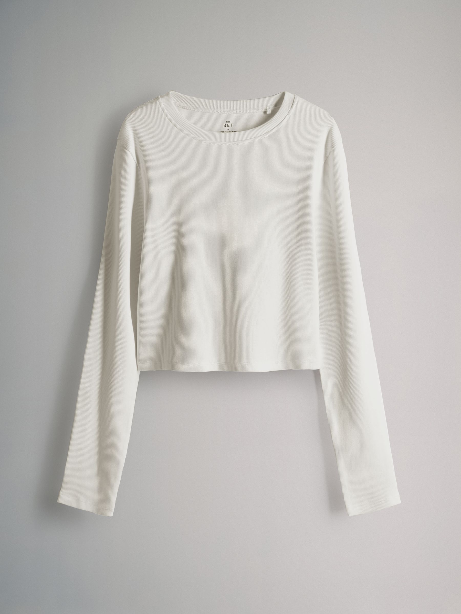 Navy Blue/Chocolate Brown/Stone/White - 4 Pack Ribbed Cropped Fitted T-Shirts - Image 6 of 6