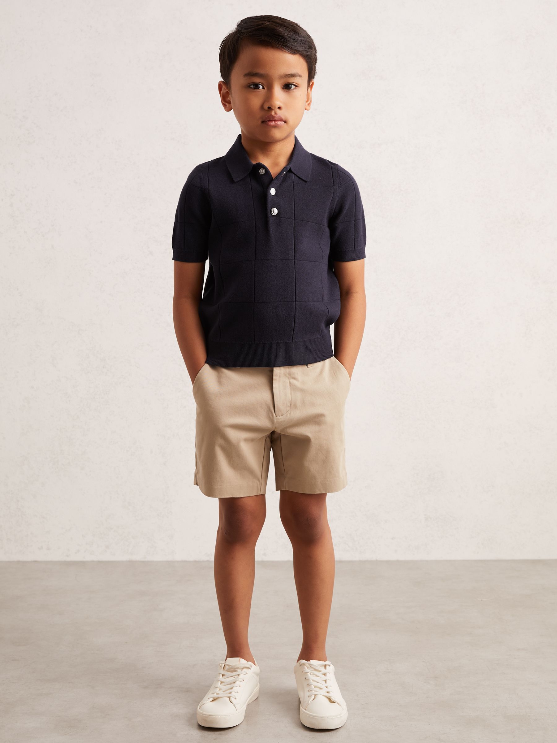 3-9 yrs Stitch-Detail Press-Stud Polo Shirt in Navy Blue - Image 1 of 4 3-9 yrs Stitch-Detail Press-Stud Polo Shirt in Navy Blue - Image 1 of 4