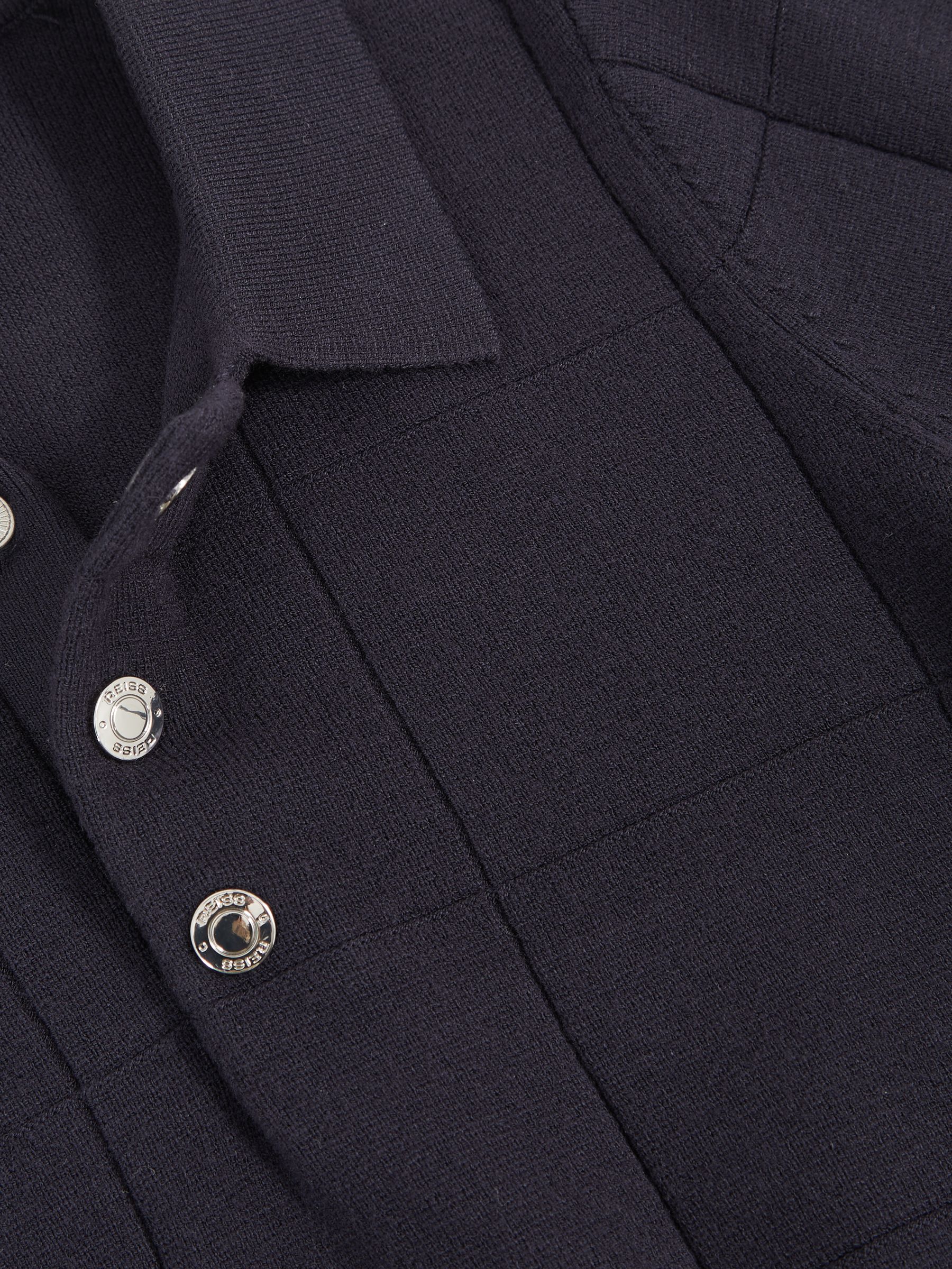 3-9 yrs Stitch-Detail Press-Stud Polo Shirt in Navy Blue - Image 4 of 4