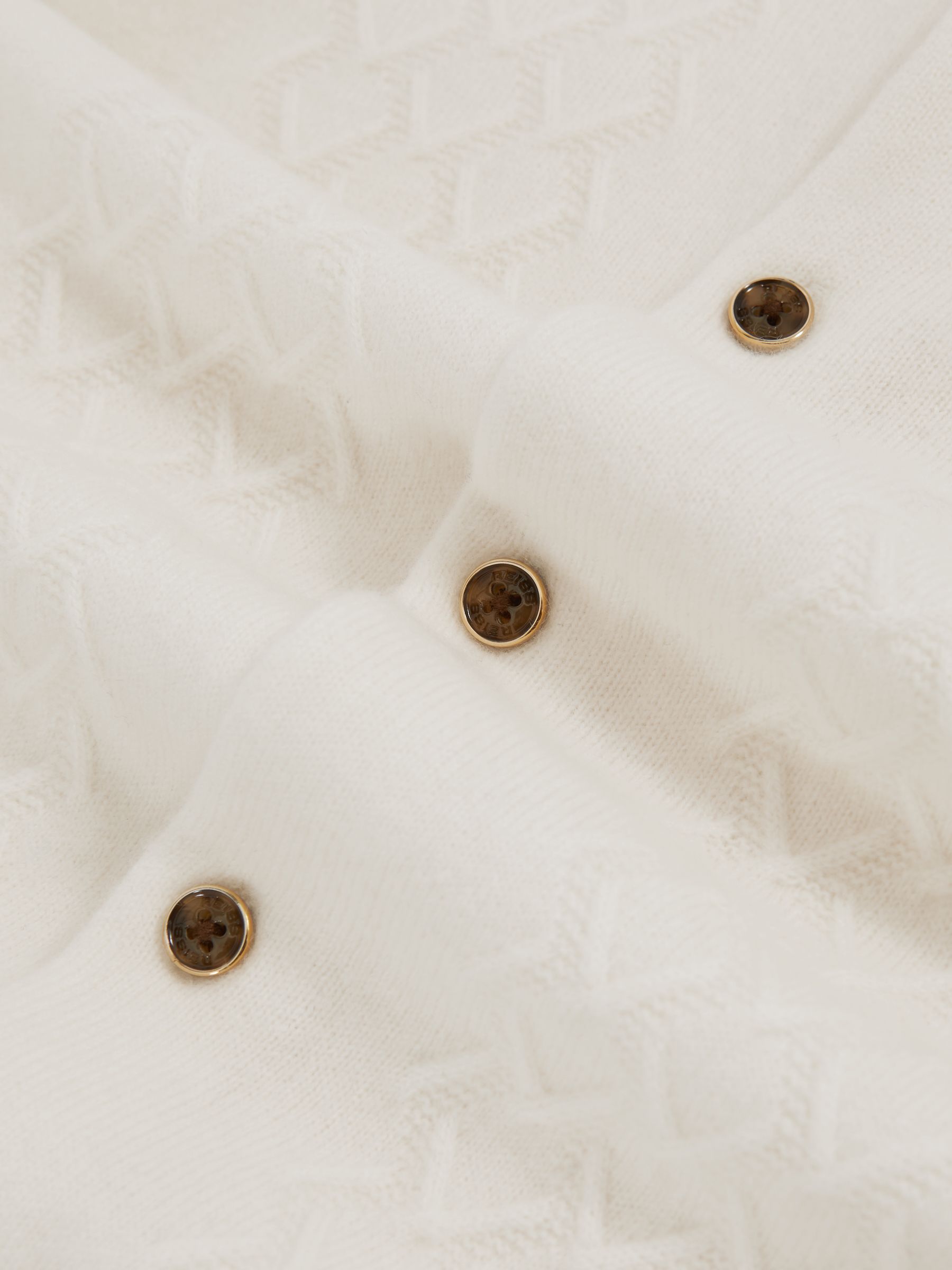 9-13 yrs Wool V-Stitch Button-Through Cardigan in Off White - Image 4 of 4