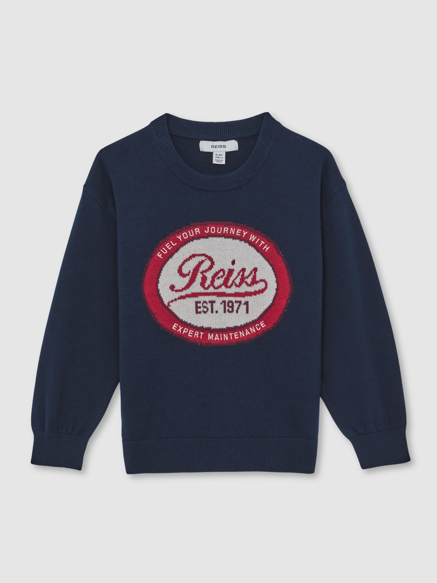 3-9 yrs Cotton Motor Cars Logo Jumper in Navy - Image 2 of 4