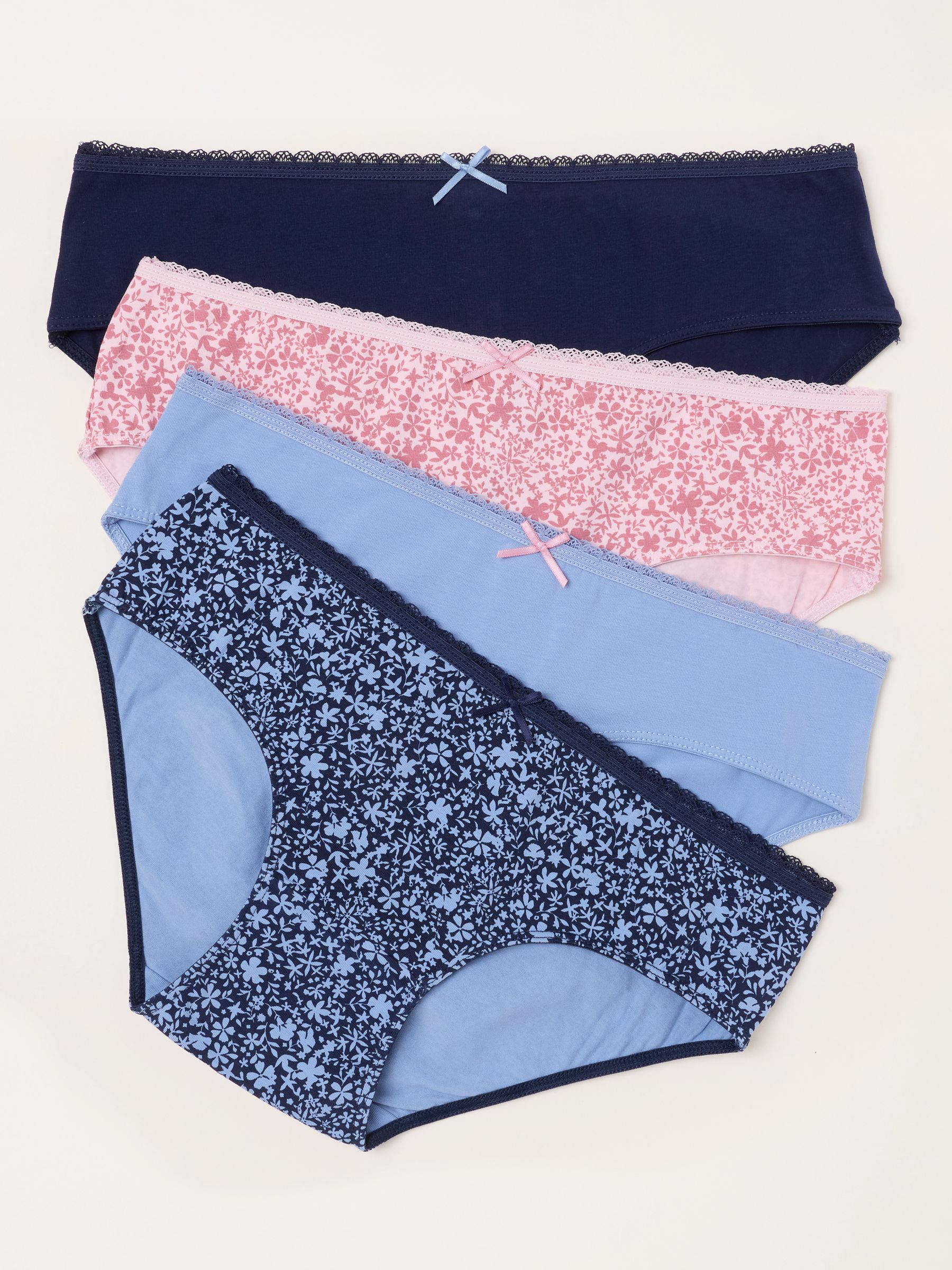 Pink 4 Pack of Tonal Floral Short Knickers - Image 1 of 3