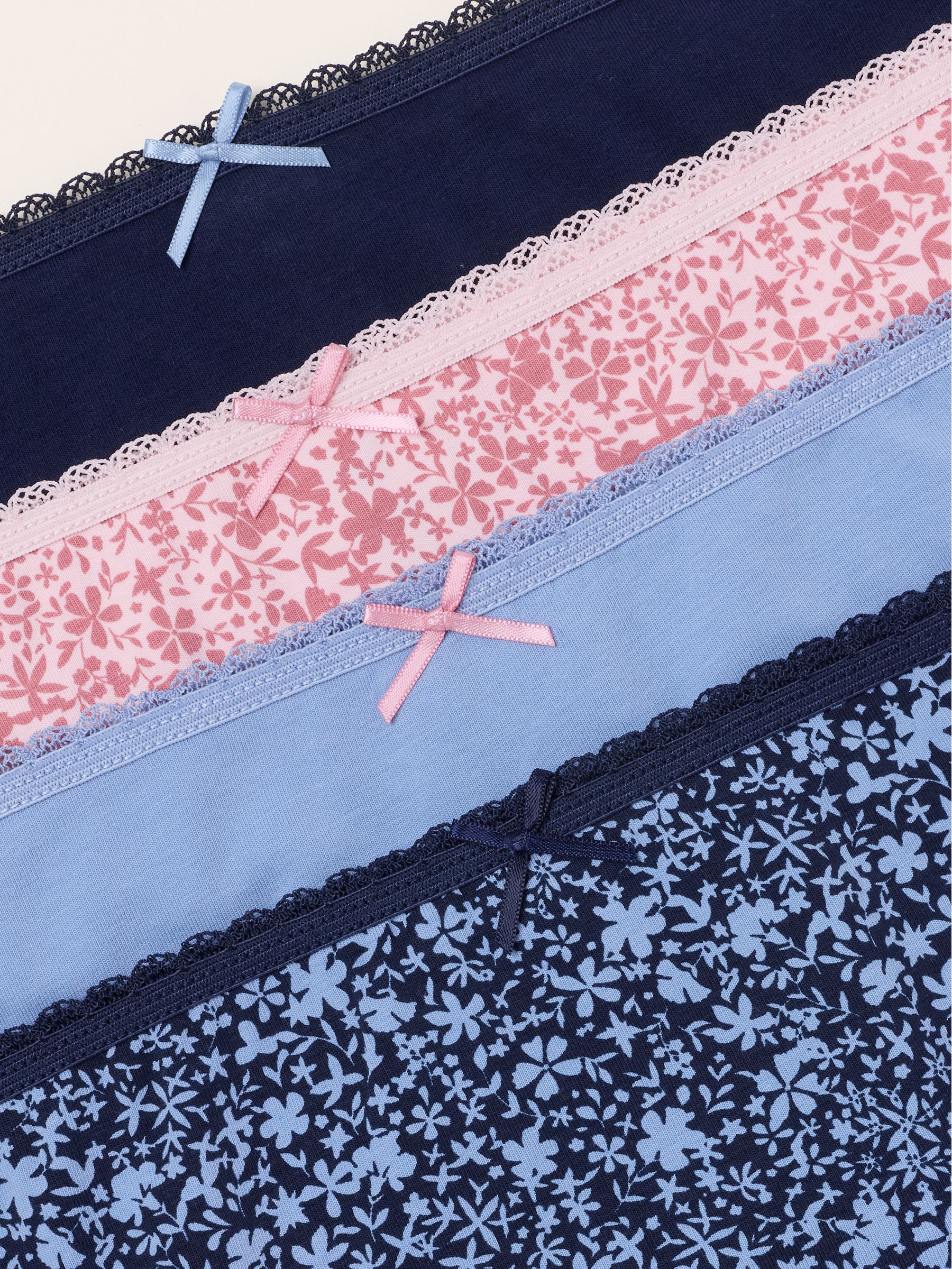 Pink 4 Pack of Tonal Floral Short Knickers - Image 3 of 3