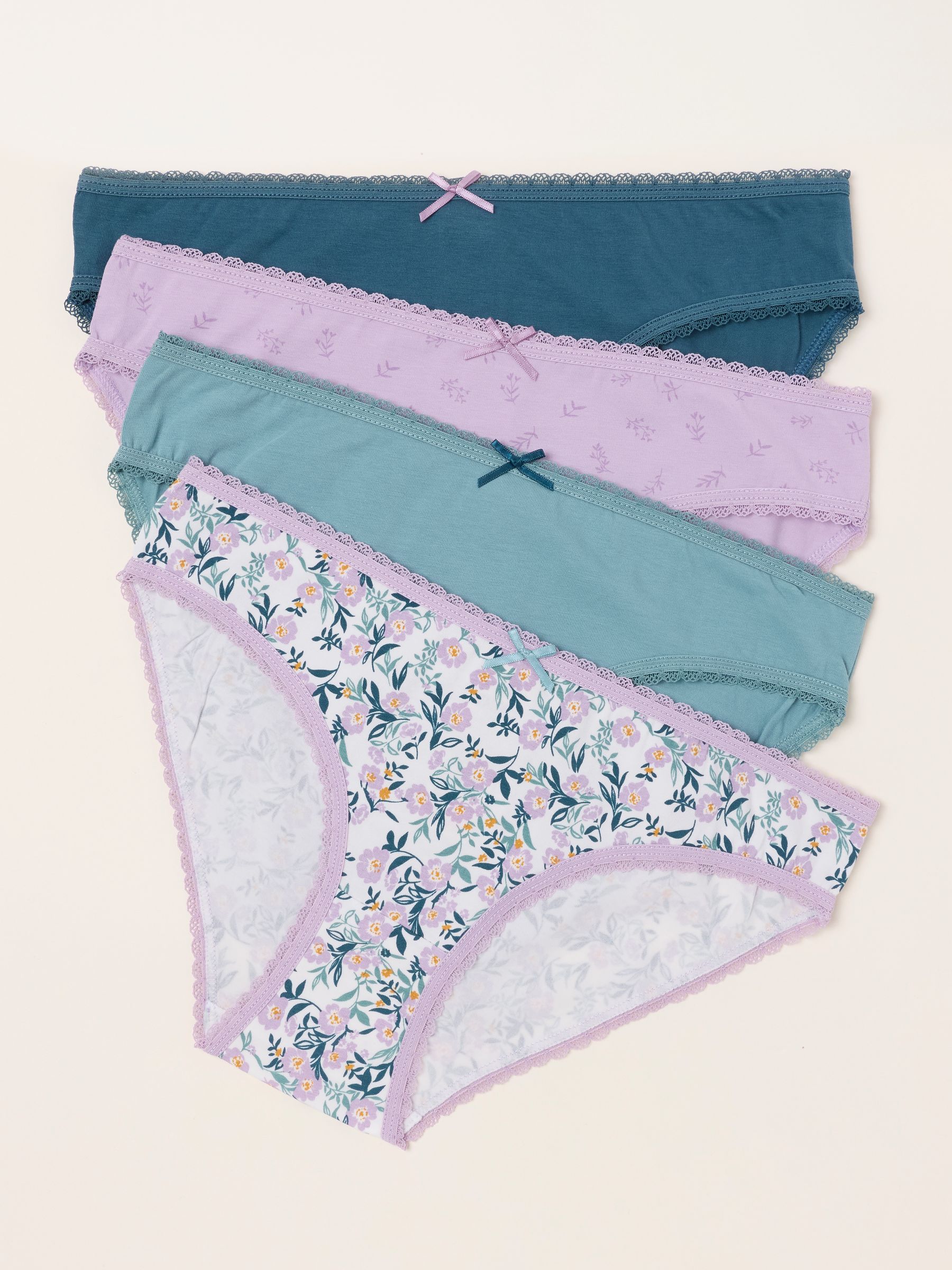 Purple 4 Pack of Floral High Leg Knickers - Image 1 of 3
