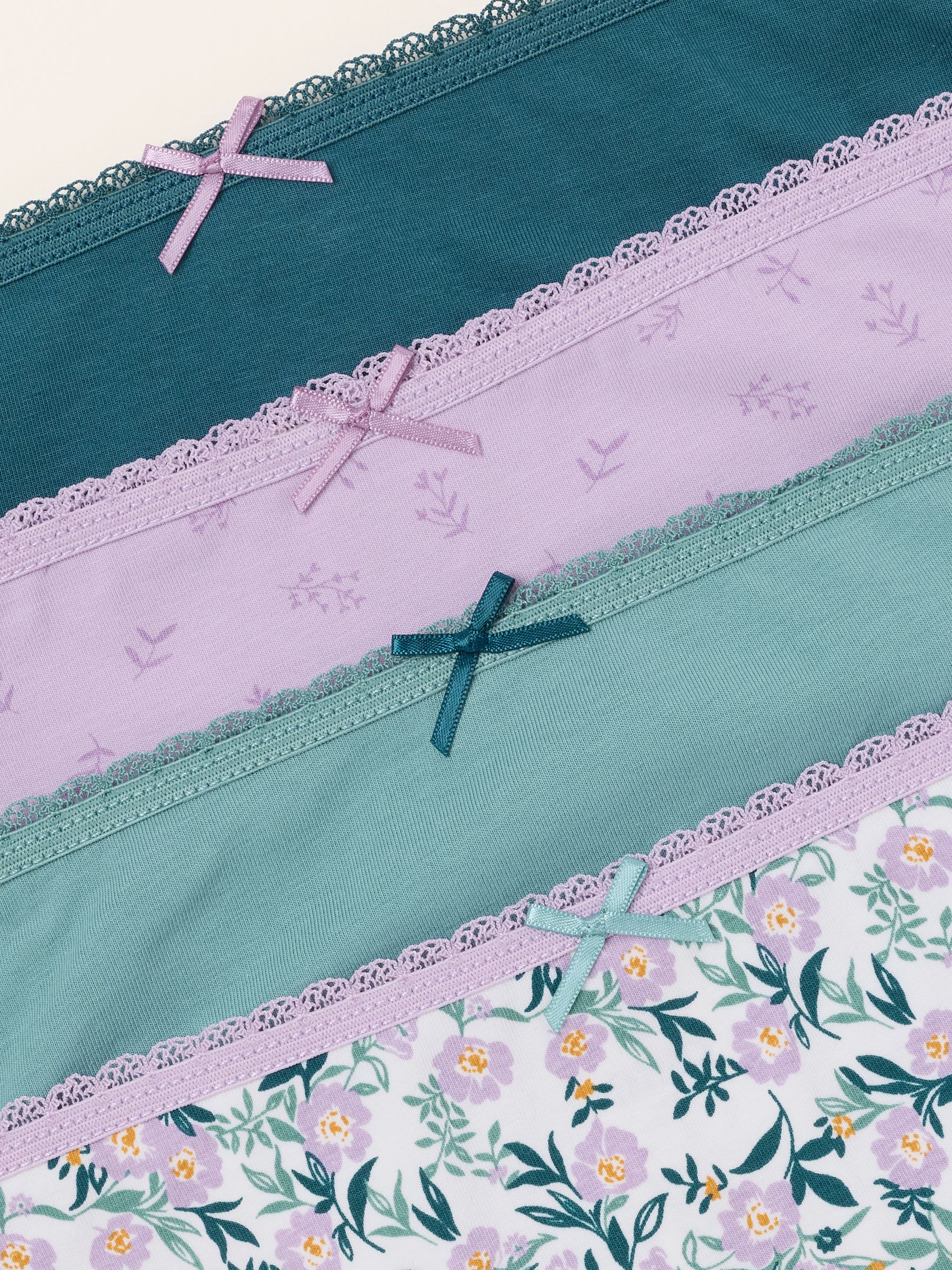 Purple 4 Pack of Floral High Leg Knickers - Image 3 of 3