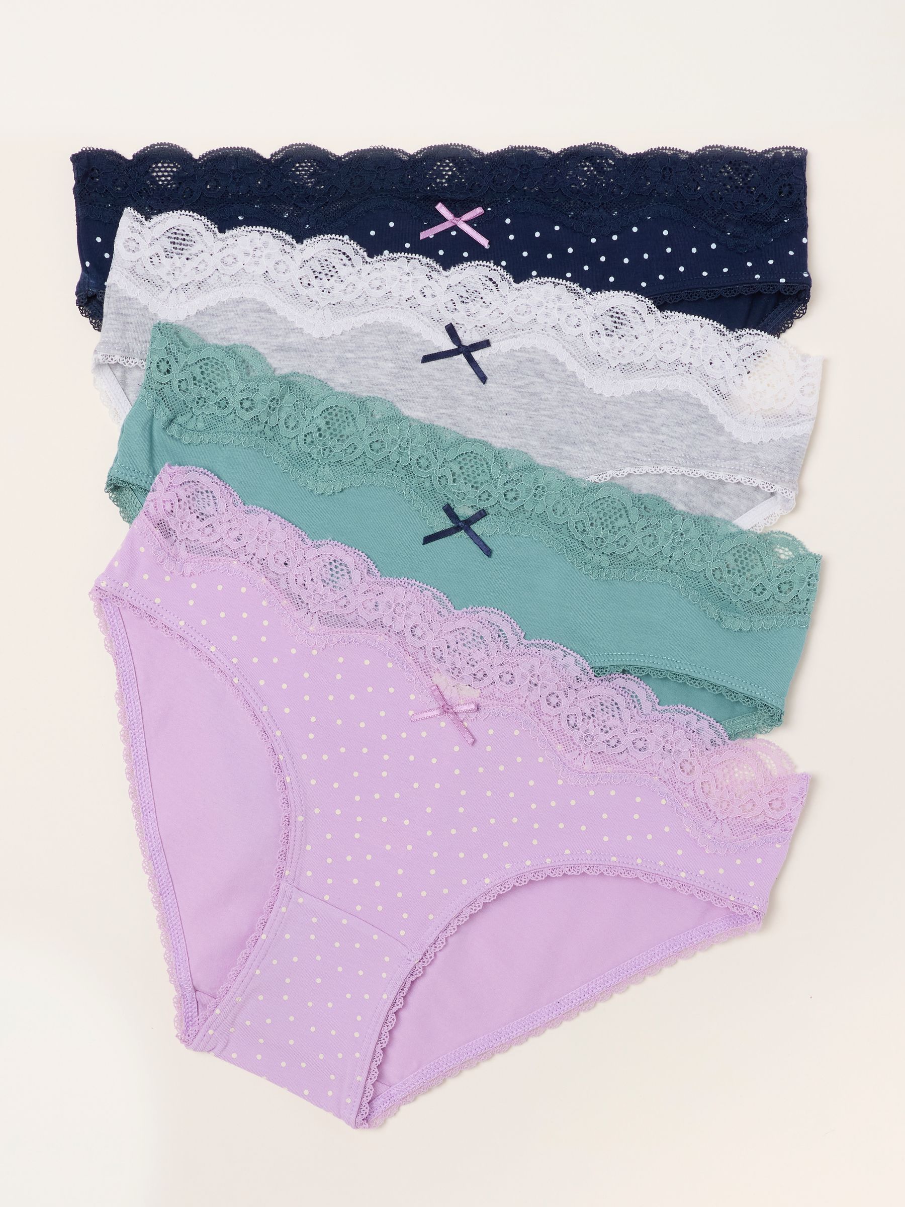 Green 4 Pack of Spot High Leg Knickers - Image 1 of 3