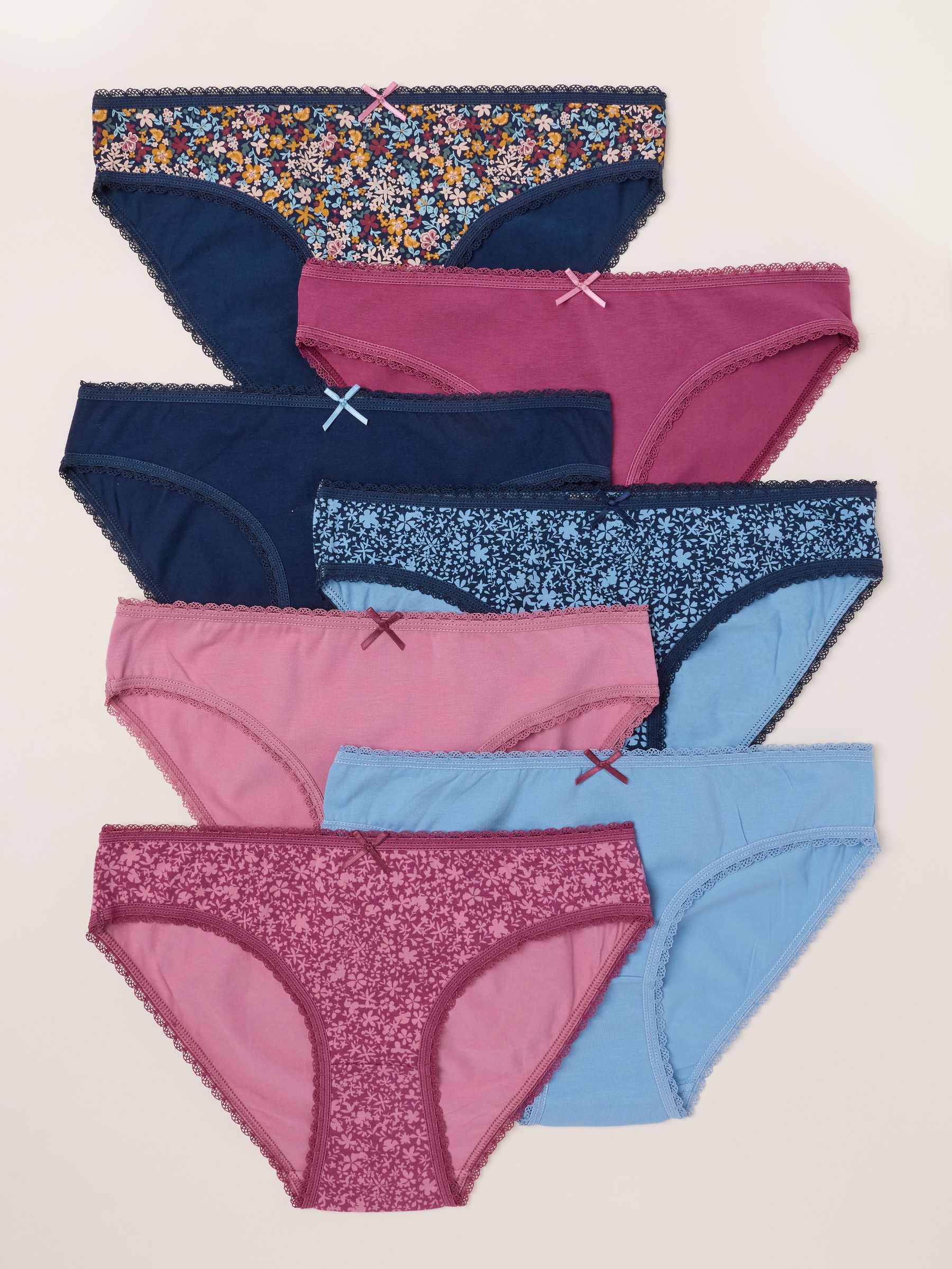 Purple 7 Pack of Floral Hi Leg Knickers - Image 2 of 3