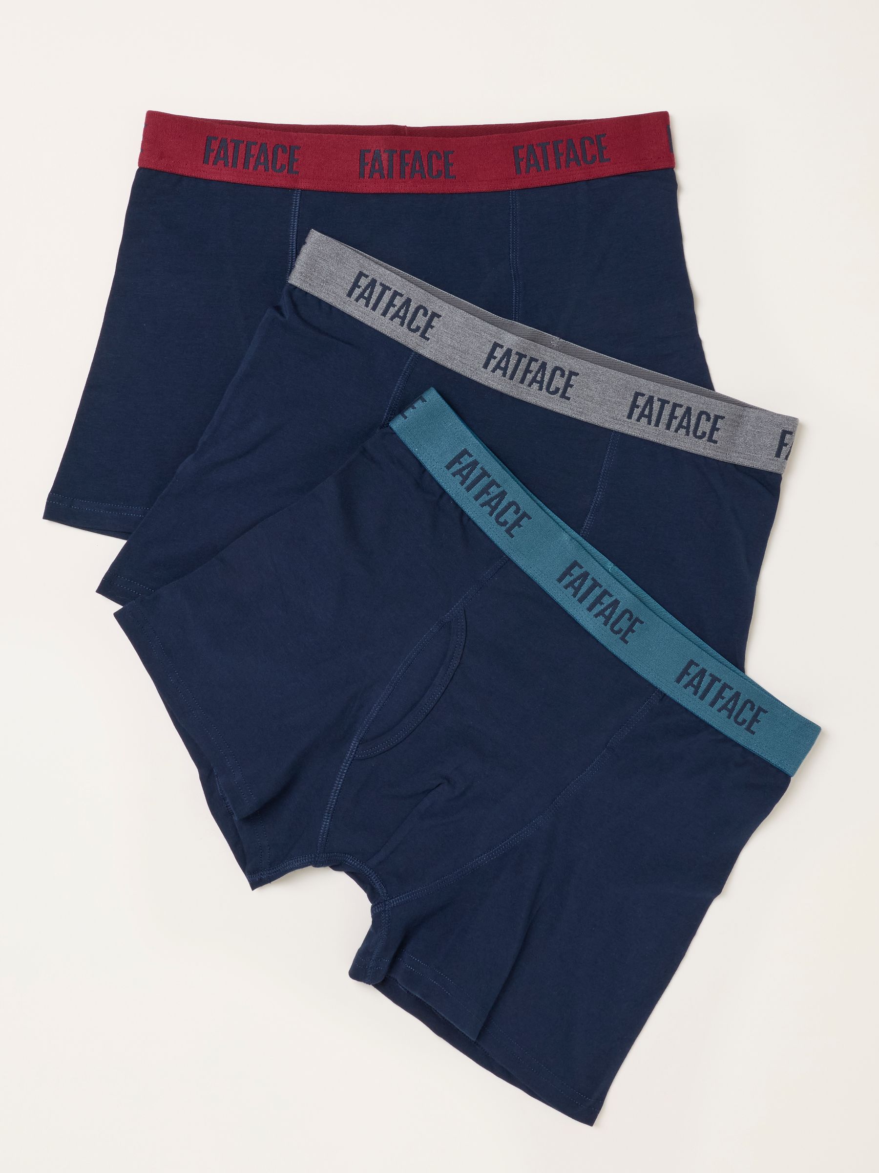 Navy 3 Pairs of Contrast Waistband Boxers - Image 1 of 2