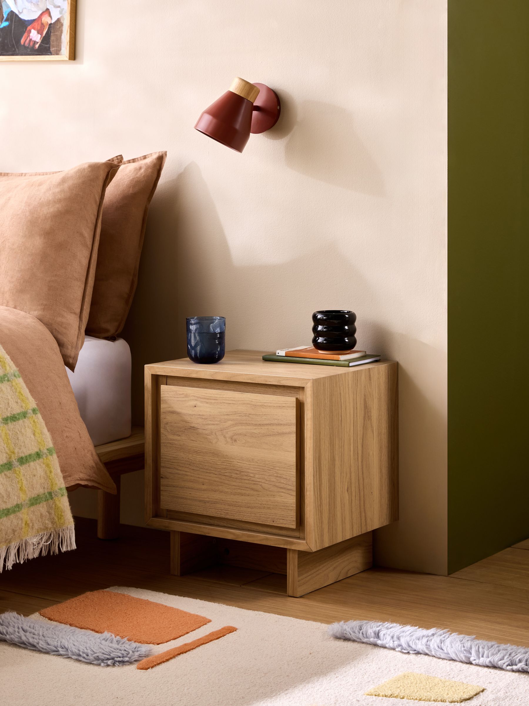 Oak Effect Kaci Bedside Table - Image 1 of 6