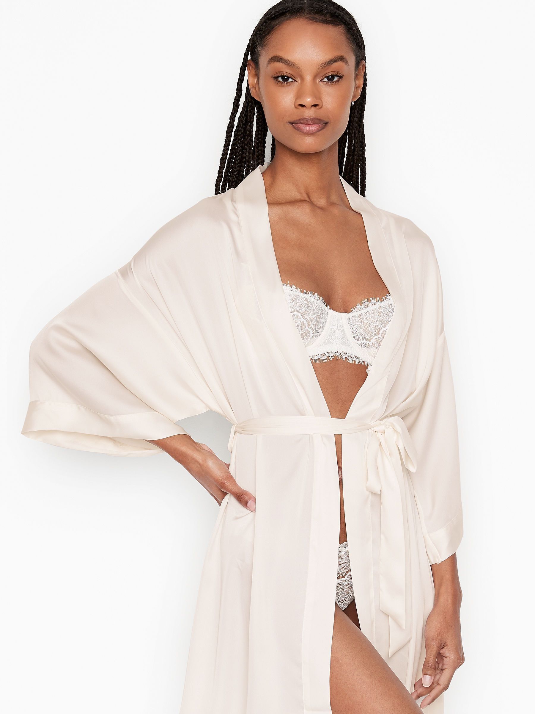 White Bridal Satin Robe - Image 11 of 12