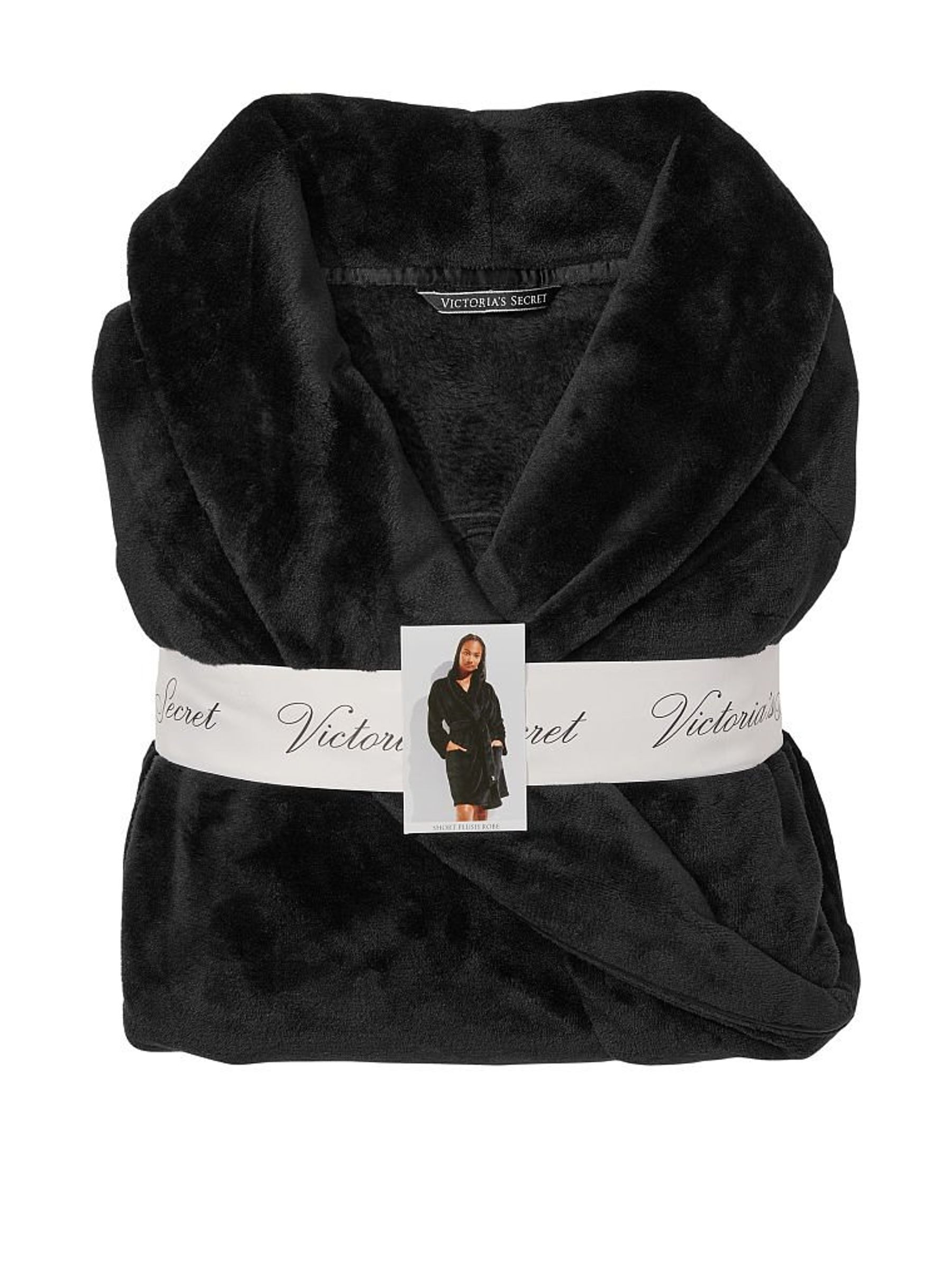 Black Cosy Short Dressing Gown - Image 4 of 4