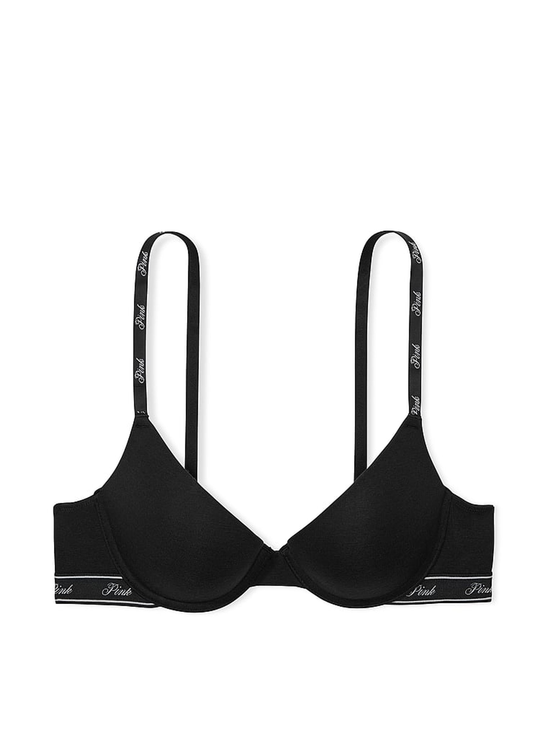 Black Push Up Cotton Blend Logo Bra - Image 3 of 3